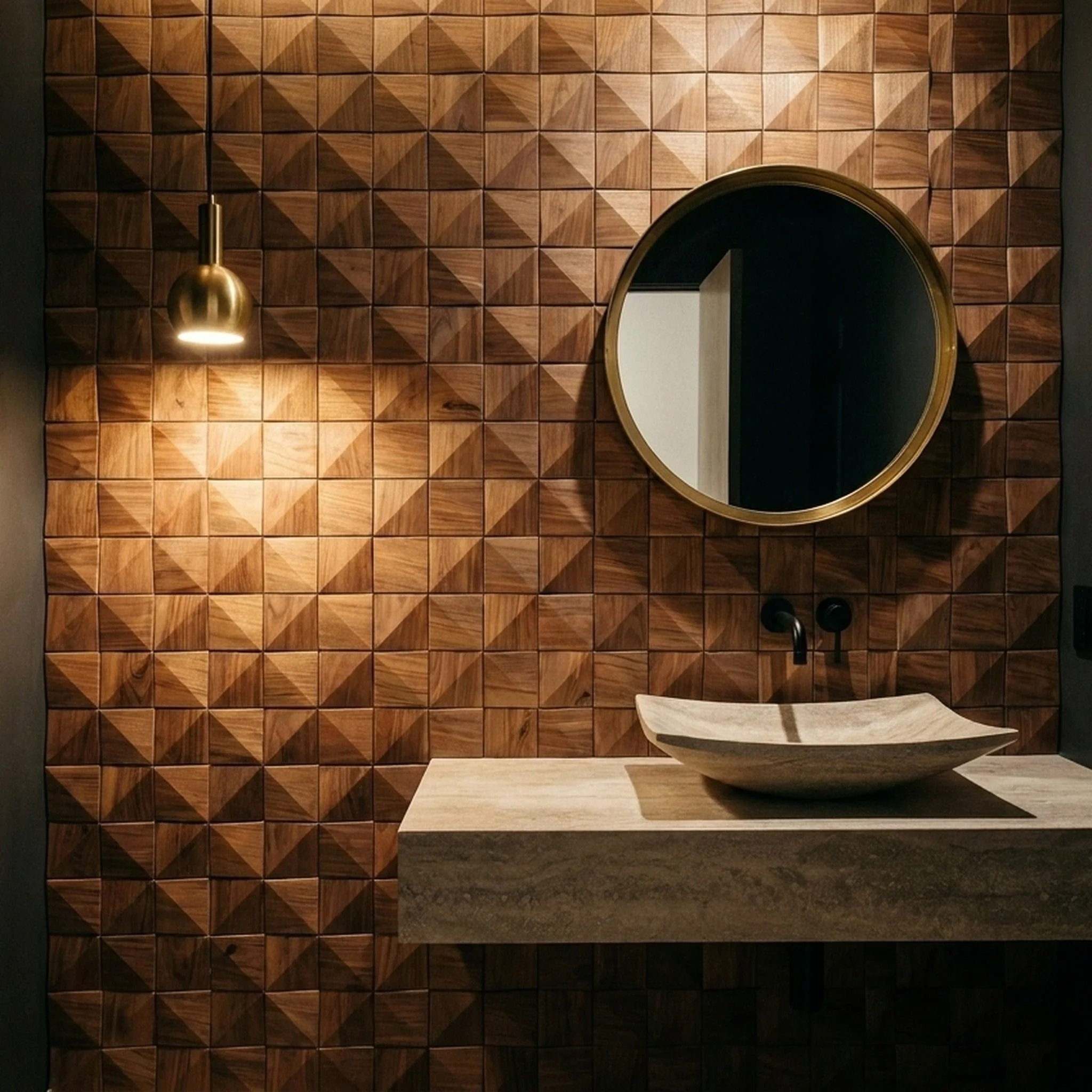 3D Wood Wall Panel | Slim Walnut | 7.9×15.8" - Image 5