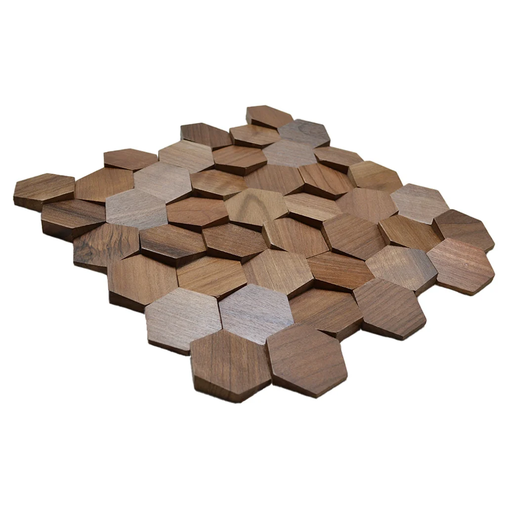 3D Wood Wall Panel | Velvet Walnut | 12.4×11.8" - Image 4