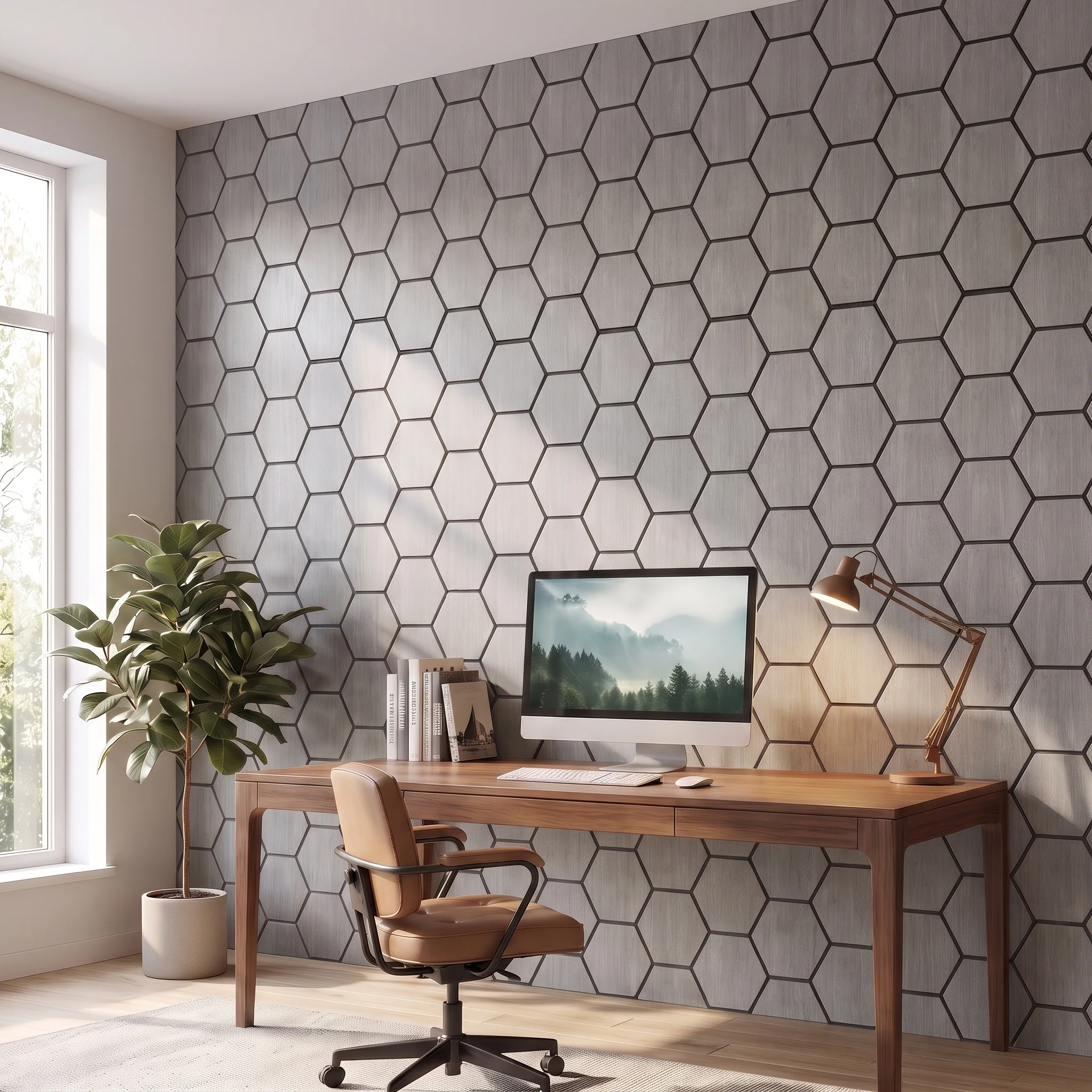 Hexagon Acoustic Panel | Gray Walnut 32 Inch (4 Panels per Box) | Wall Decor - Image 7