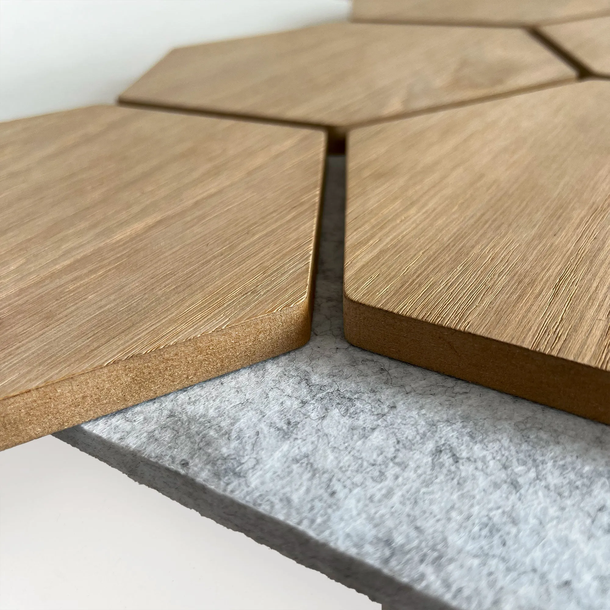 Hexagon Acoustic Panel | Natural Oak with Gray Felt 32 Inch (4 Panels per Box) | Wall Decor - Image 9