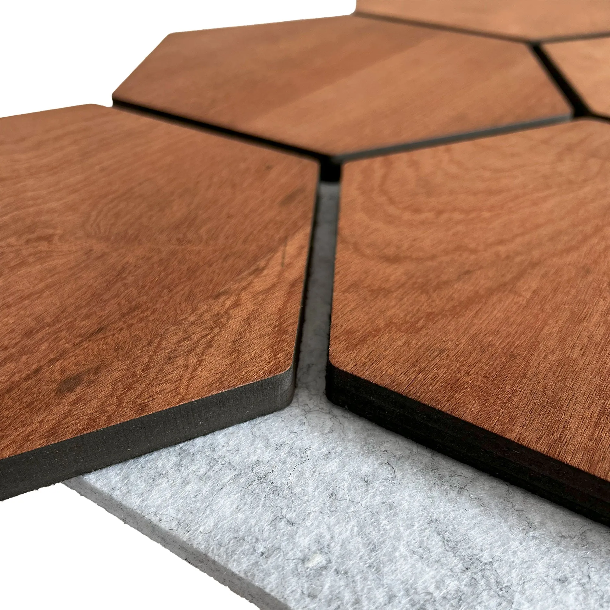 Hexagon Acoustic Panel | Smoked Oak with Gray Felt 32 Inch (4 Panels per Box) | Wall Decor - Image 9
