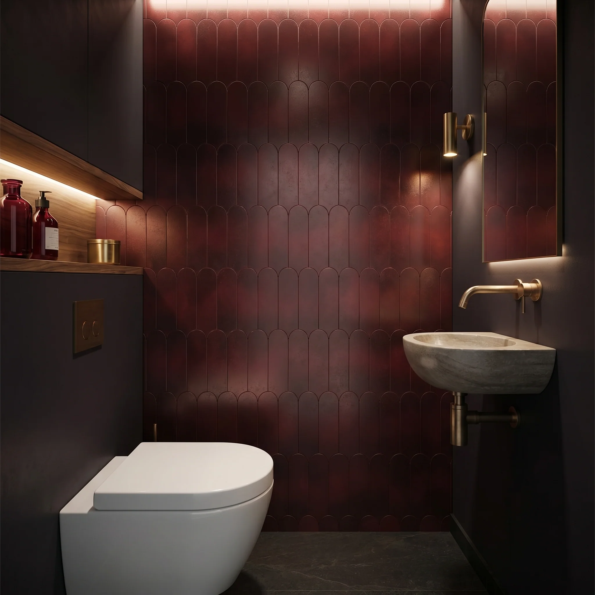 Peel and Stick Backsplash | Arch Burgundy | 11.73×11.34" - Image 7
