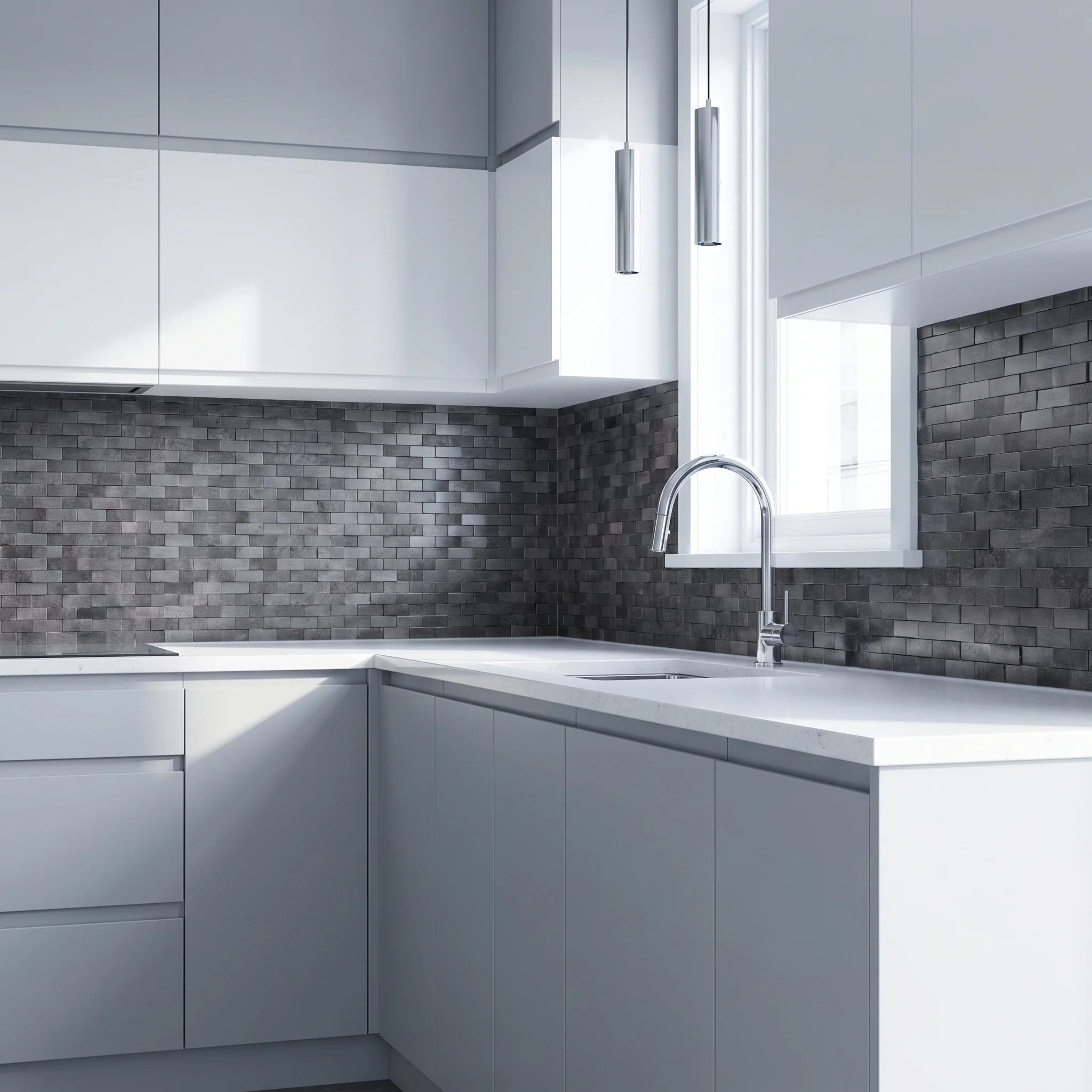 Peel and Stick Backsplash | Brick 3D Graphite | 11.73×11.81" - Image 3
