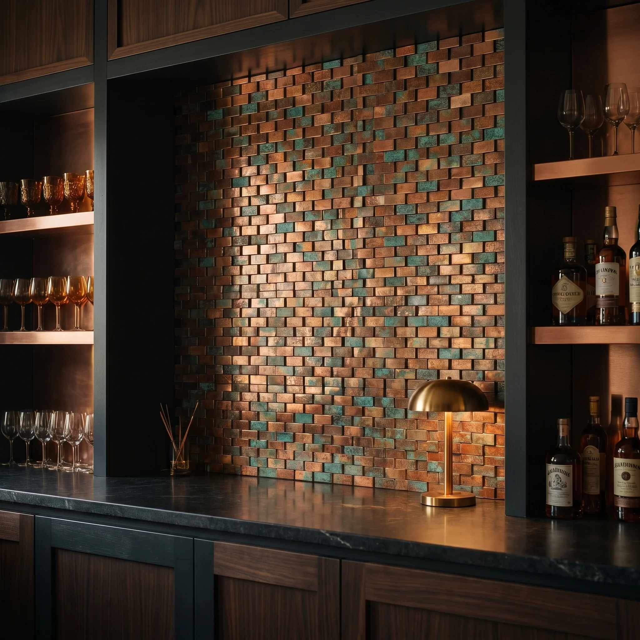 Peel and Stick Backsplash | Brick 3D Patina Copper | 11.73×11.81" - Image 7