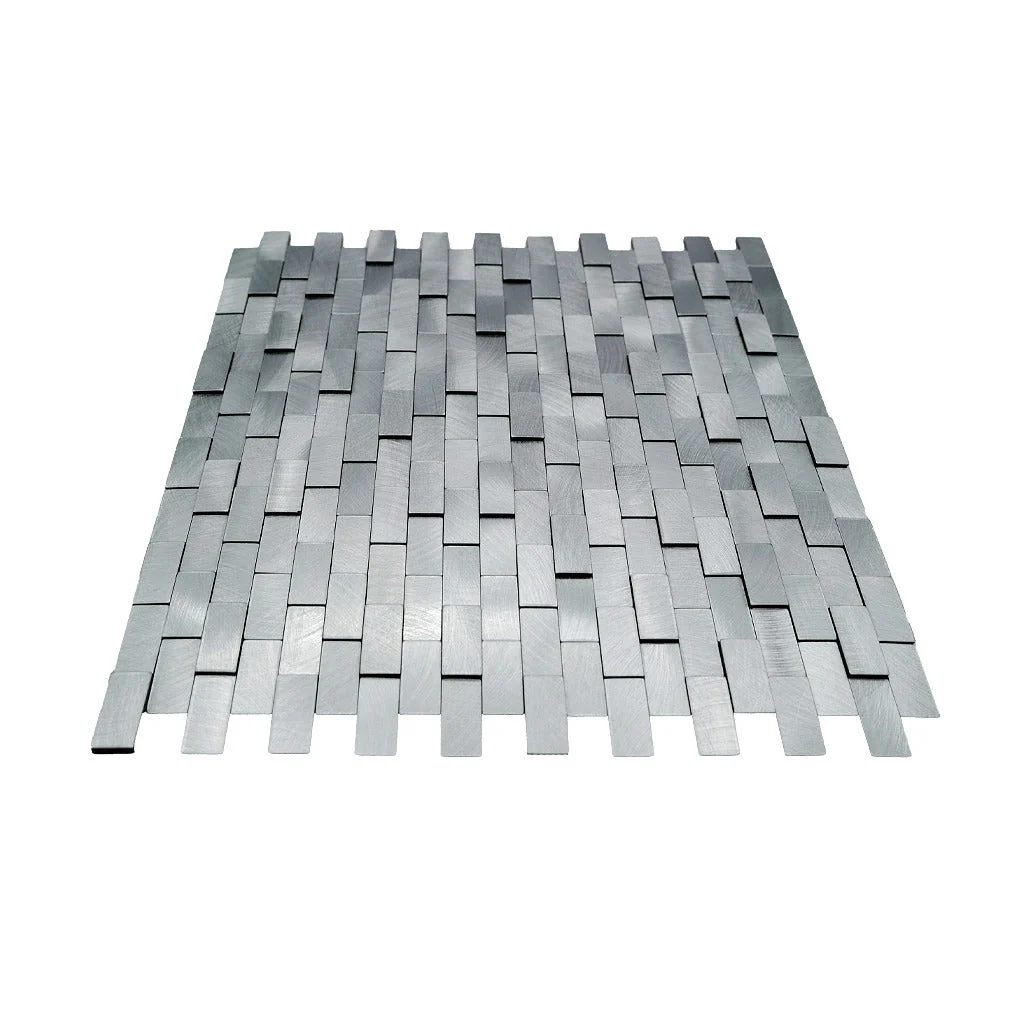 Peel and Stick Backsplash | Brick 3D Silver | 11.73×11.81" - Image 4