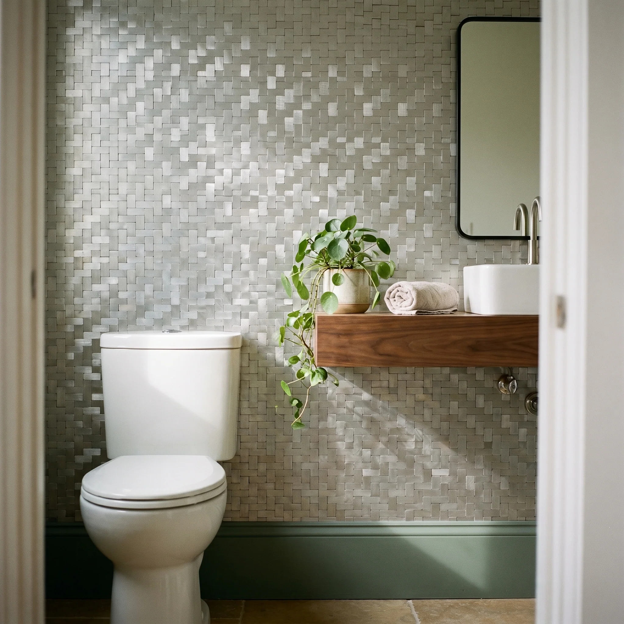 Peel and Stick Backsplash | Brick 3D Silver | 11.73×11.81" - Image 7