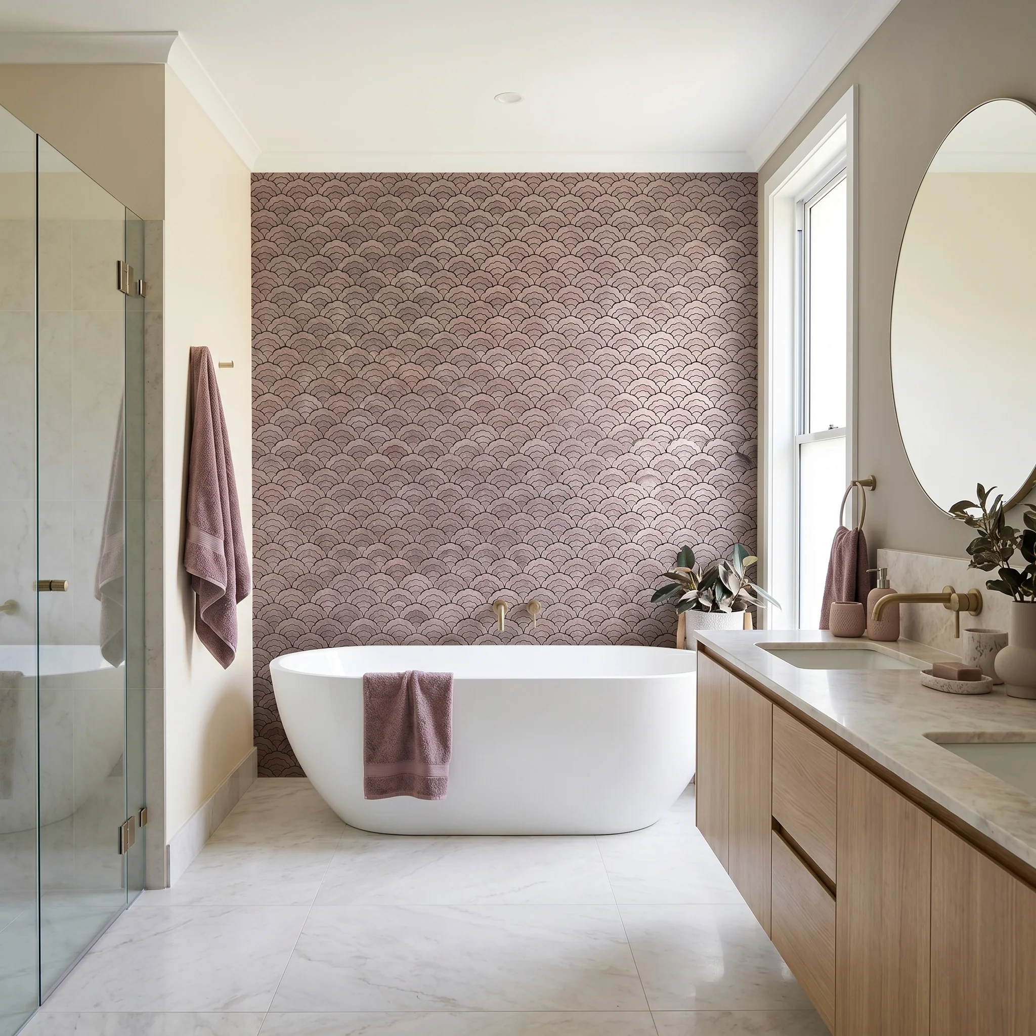 Peel and Stick Backsplash | Fan Mauve | 10.55×11.06" - Image 3