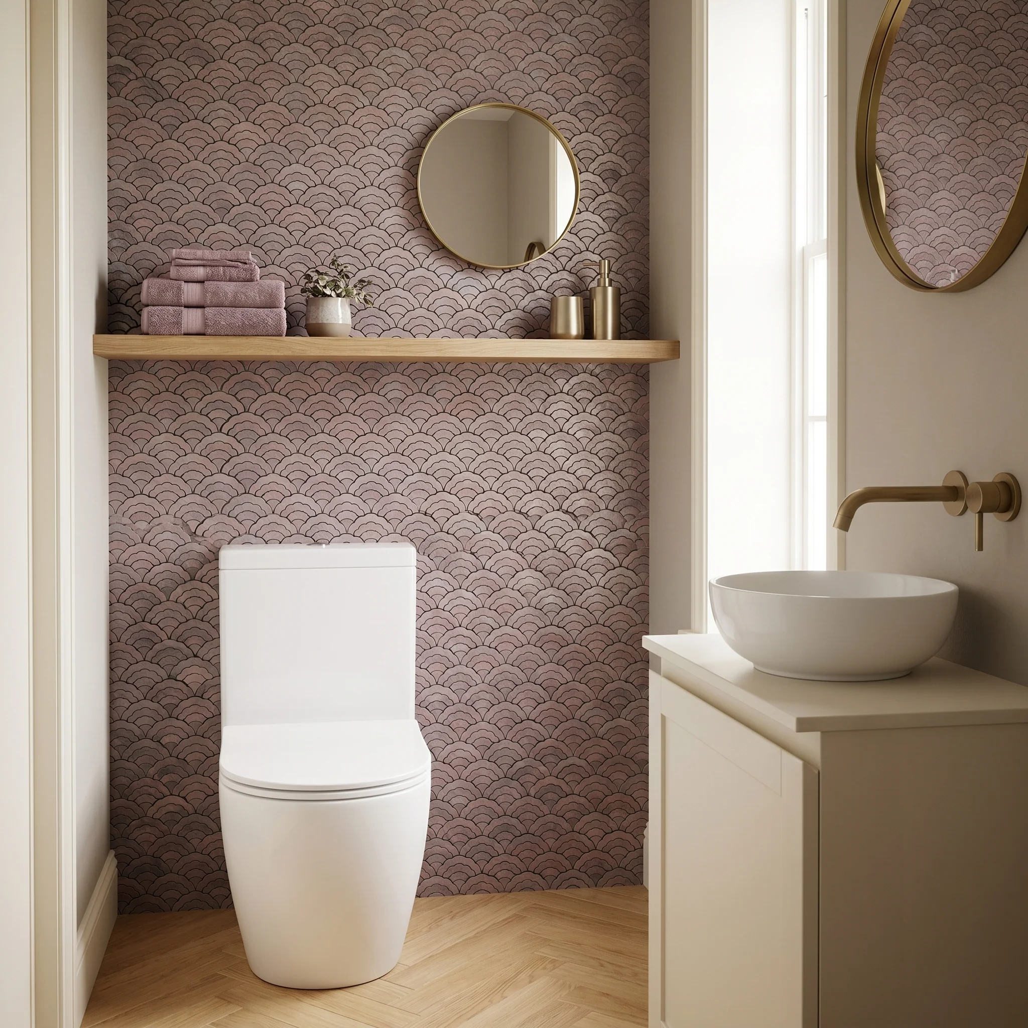 Peel and Stick Backsplash | Fan Mauve | 10.55×11.06" - Image 5