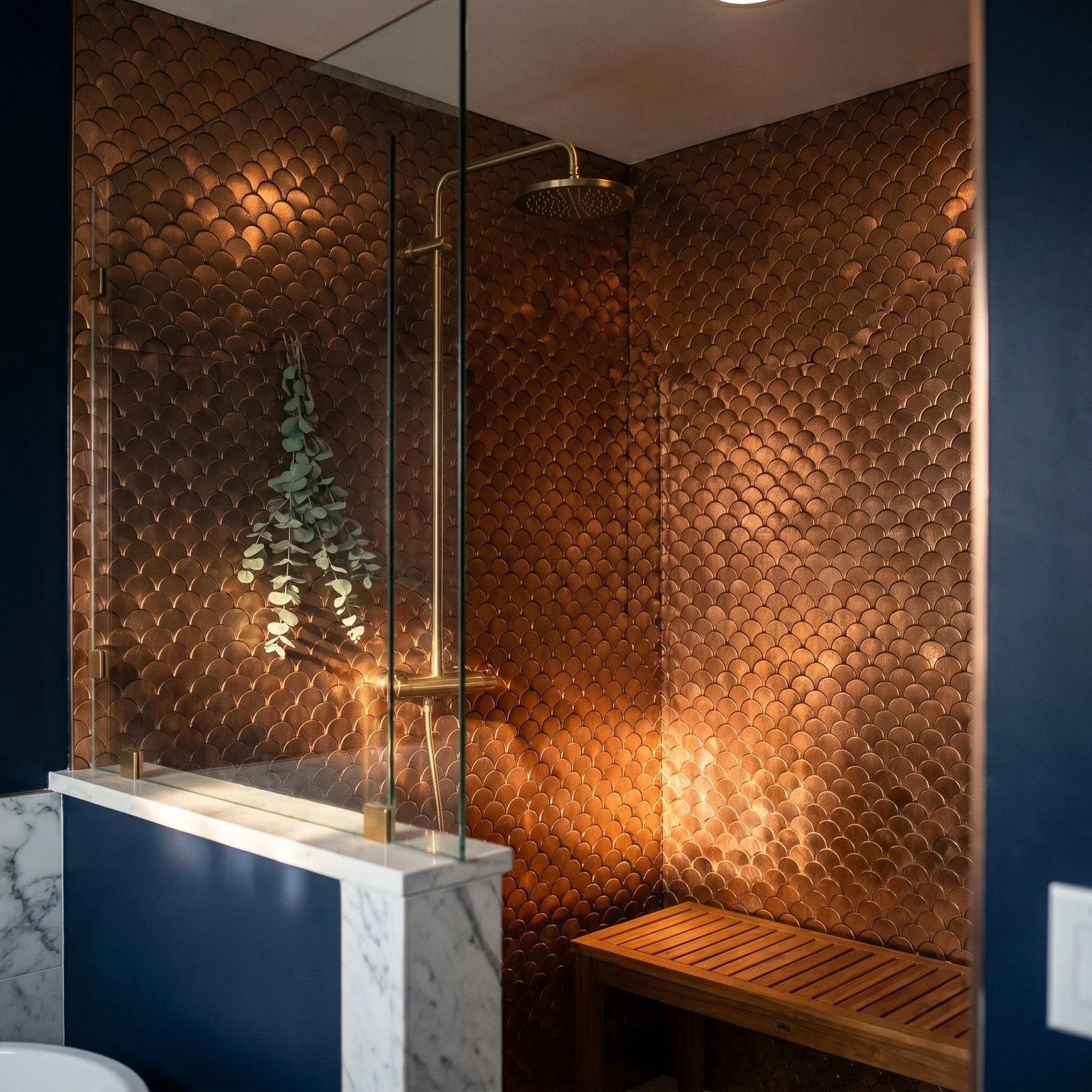 Peel and Stick Backsplash | Fish Scale 3D Copper | 11.73×11.34" - Image 3