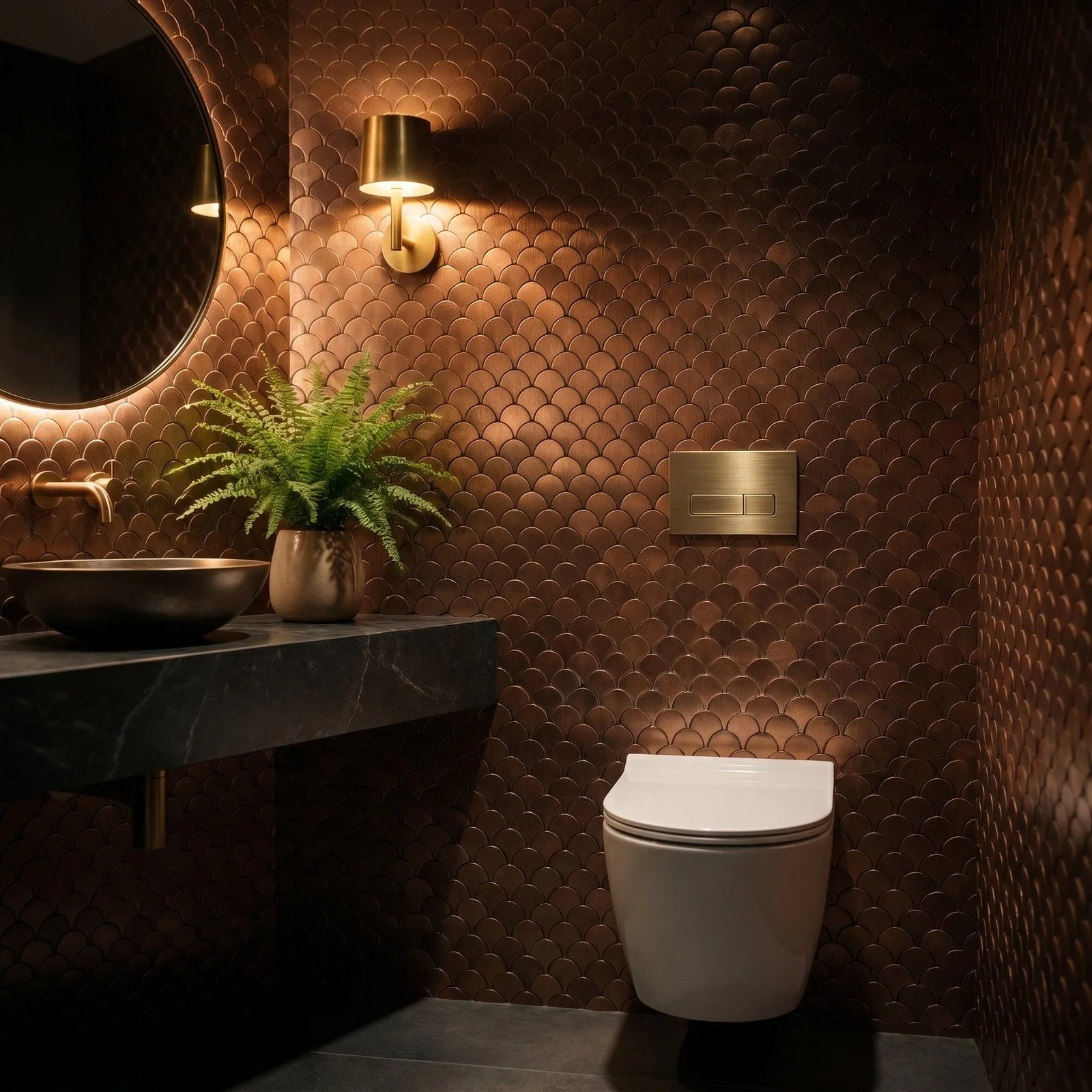 Peel and Stick Backsplash | Fish Scale 3D Copper | 11.73×11.34" - Image 5