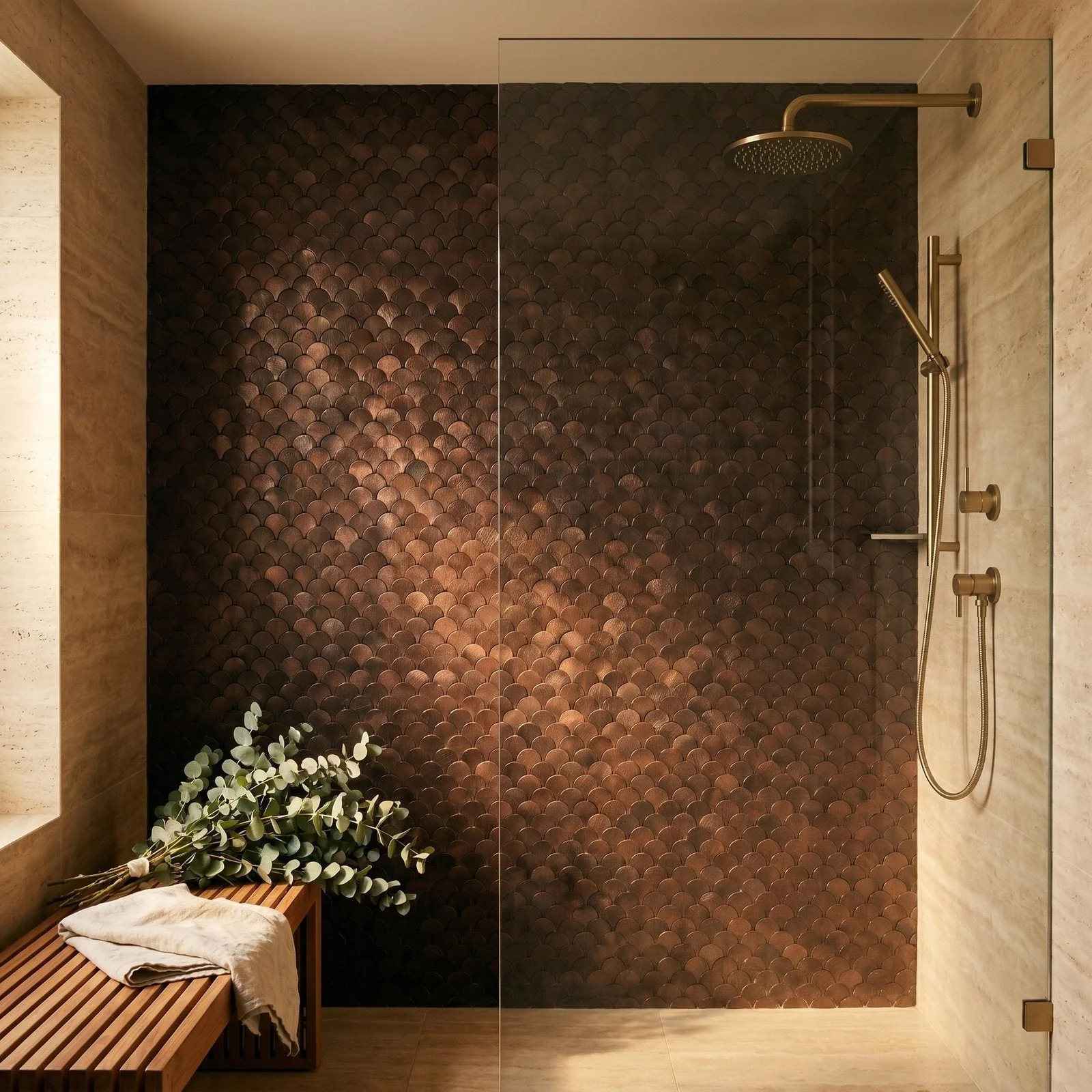 Peel and Stick Backsplash | Fish Scale 3D Dark Copper | 11.73×11.34" - Image 3