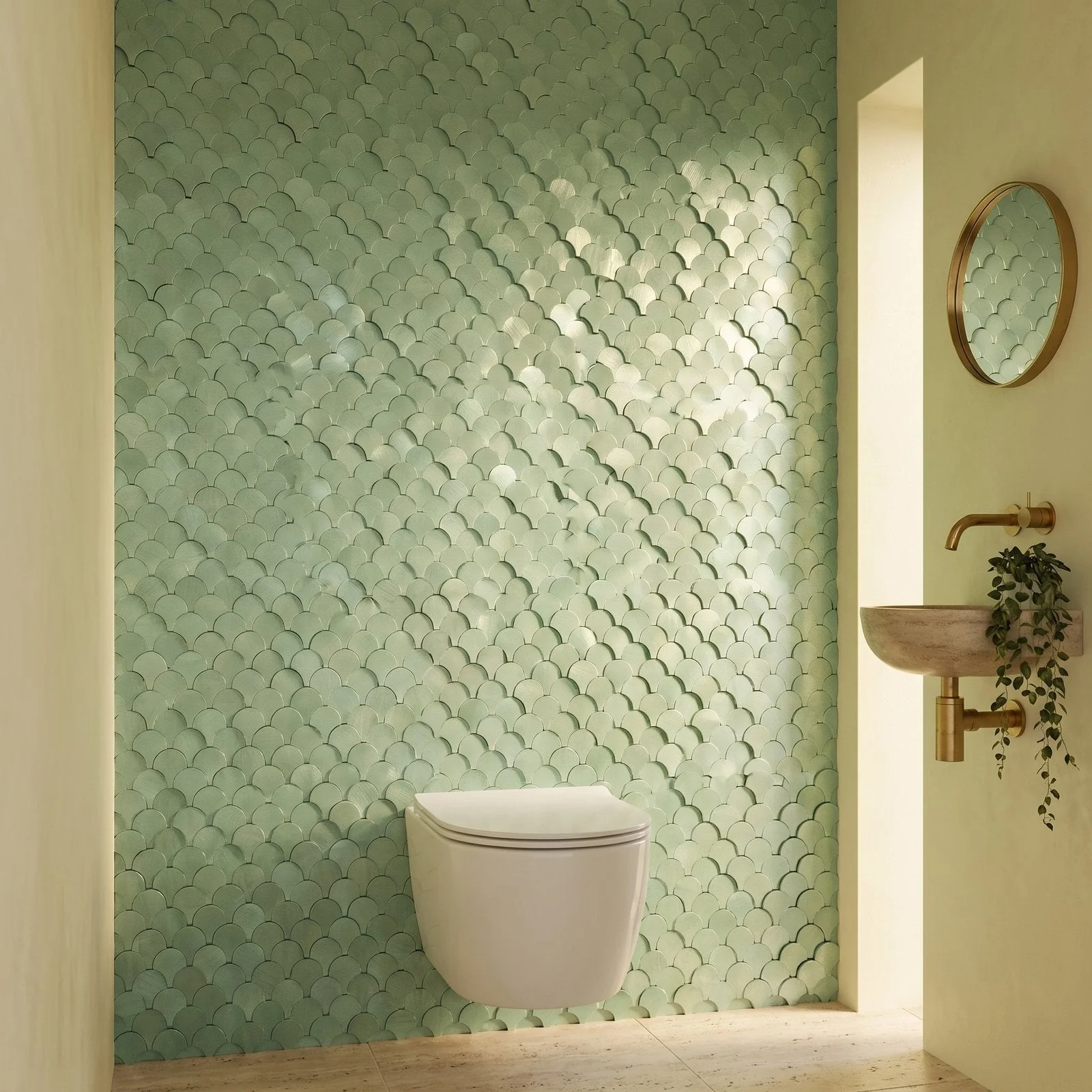 Peel and Stick Backsplash | Fish Scale 3D Pastel Green | 11.73×11.34" - Image 5