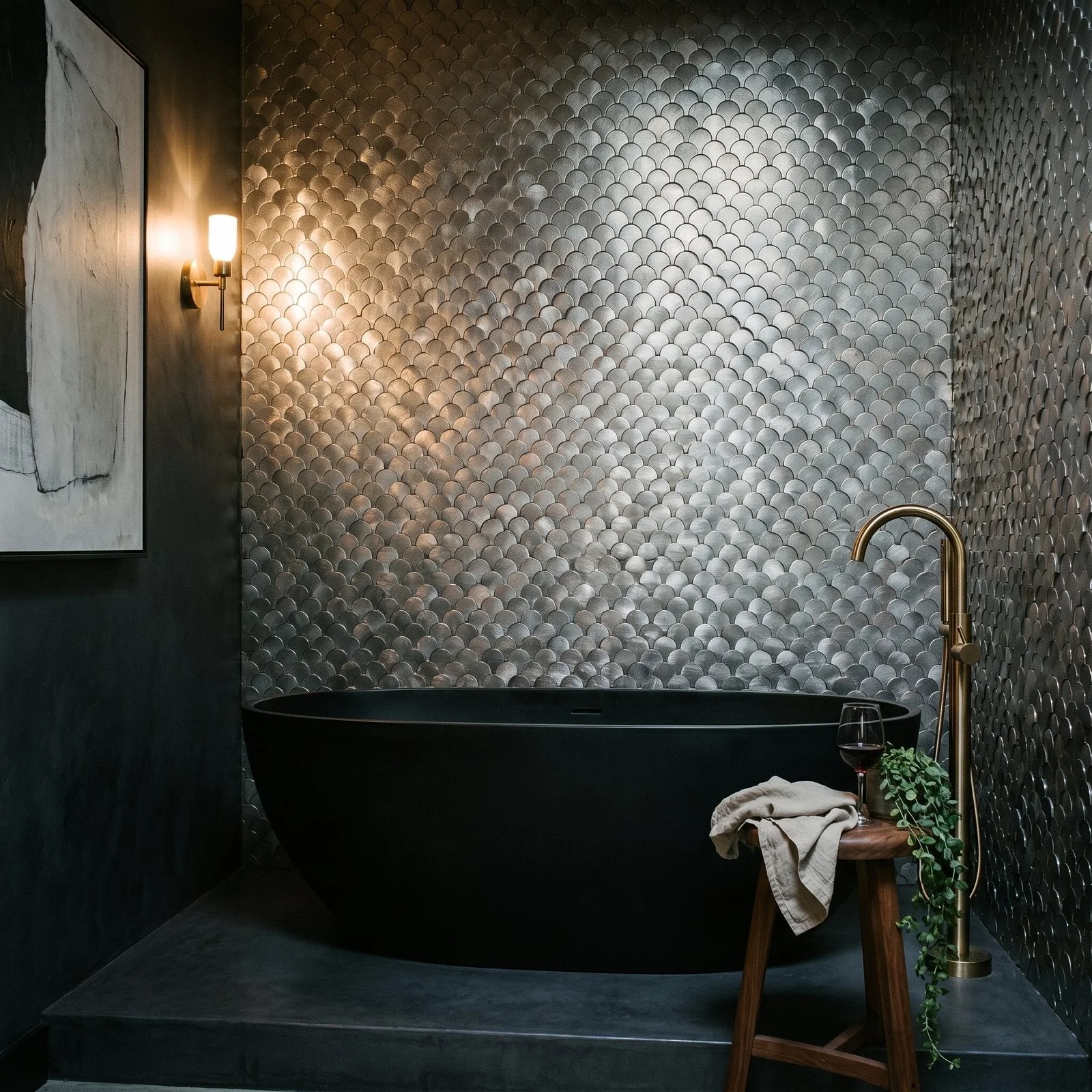 Peel and Stick Backsplash | Fish Scale 3D Silver | 11.73×11.34" - Image 3