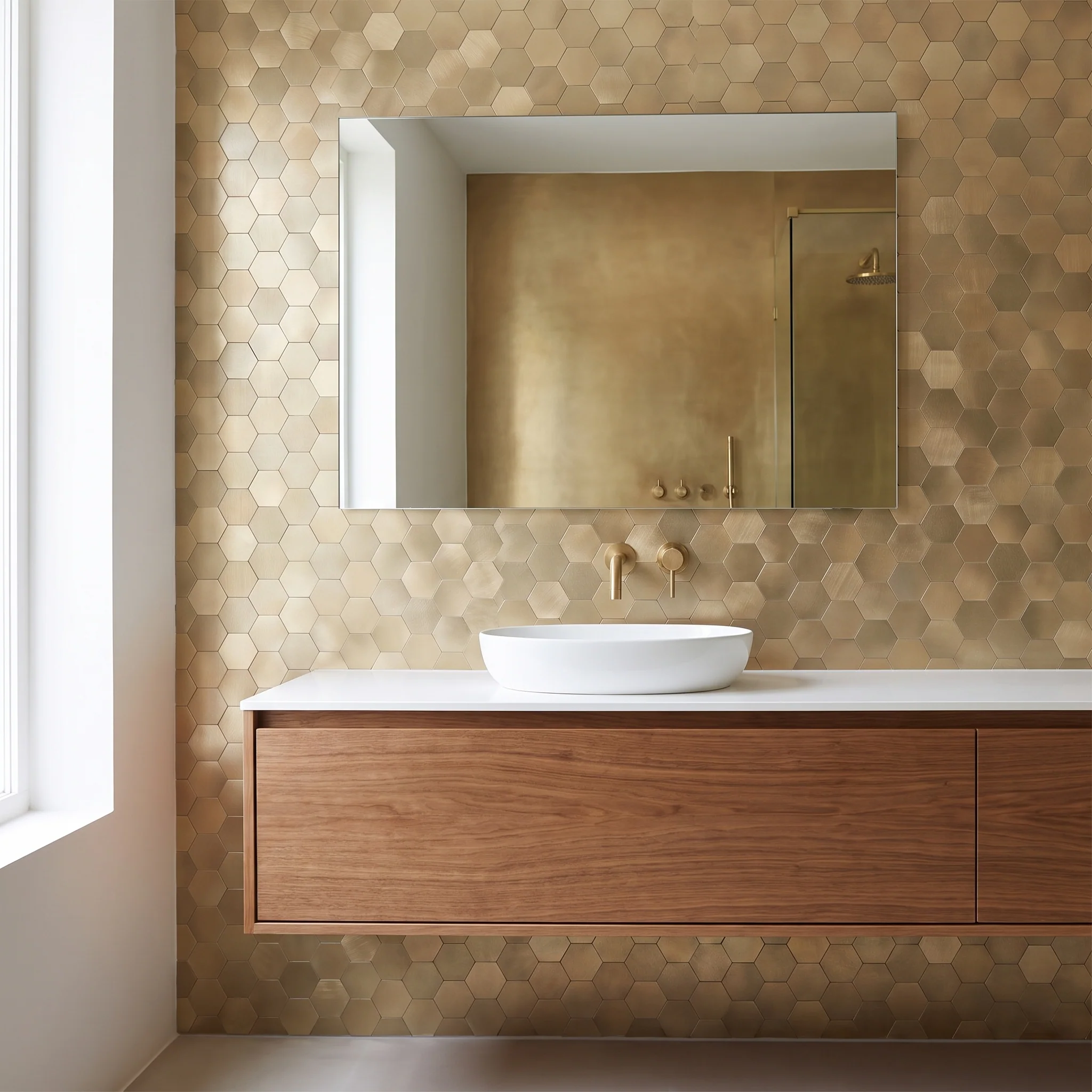 Peel and Stick Backsplash | Hexagon Gold | 11.5×11.34" - Image 3