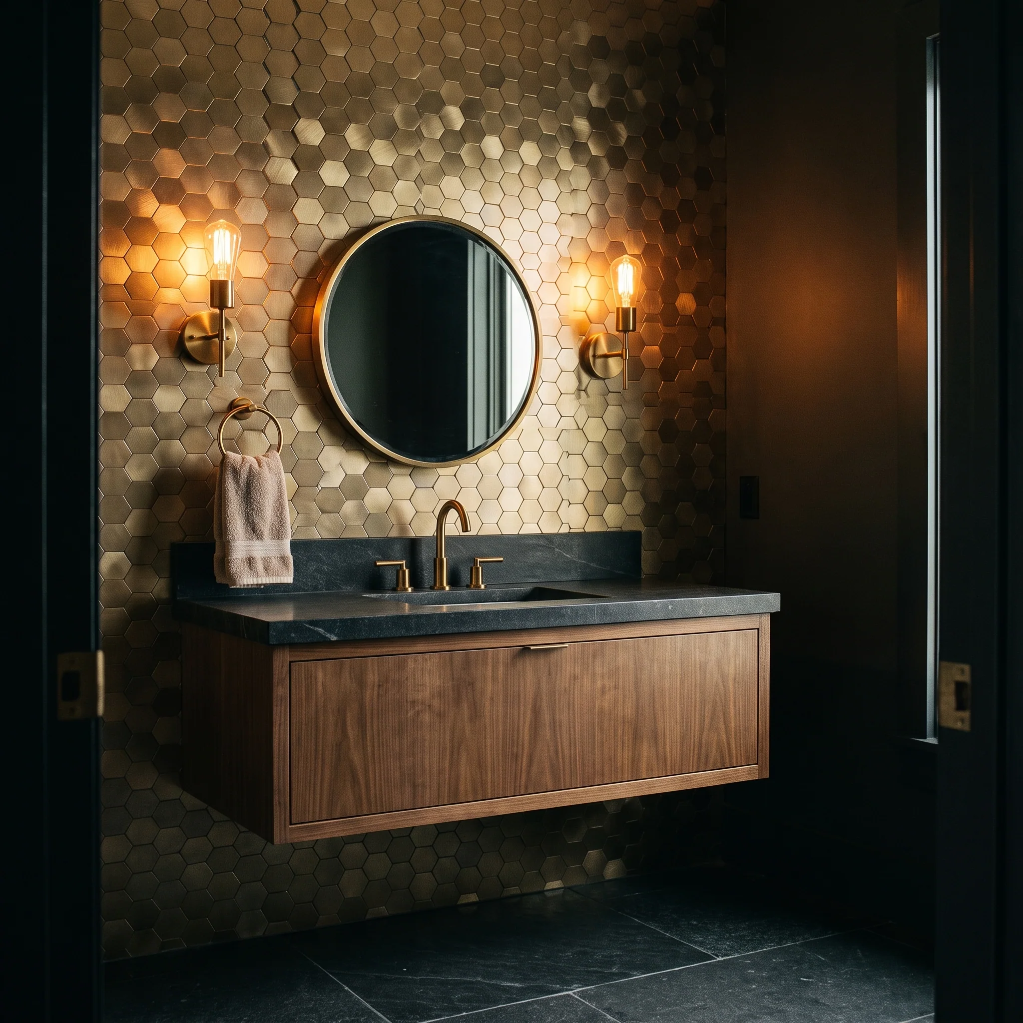 Peel and Stick Backsplash | Hexagon Gold | 11.5×11.34" - Image 5