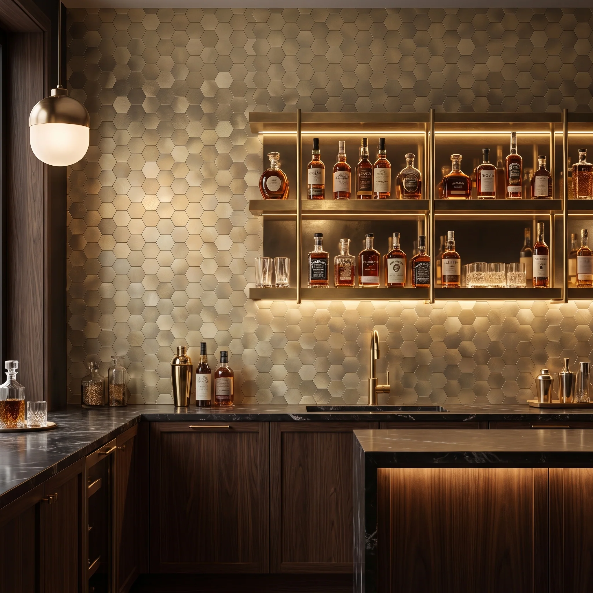 Peel and Stick Backsplash | Hexagon Gold | 11.5×11.34" - Image 7
