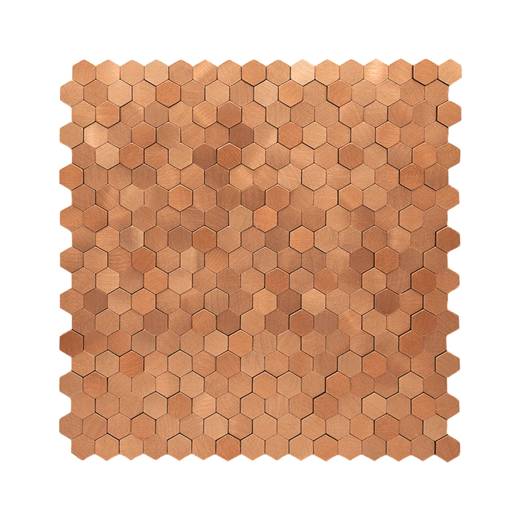 Peel and Stick Backsplash | Mini Hexagon 3D Copper | 11.73×12.09" - Image 2