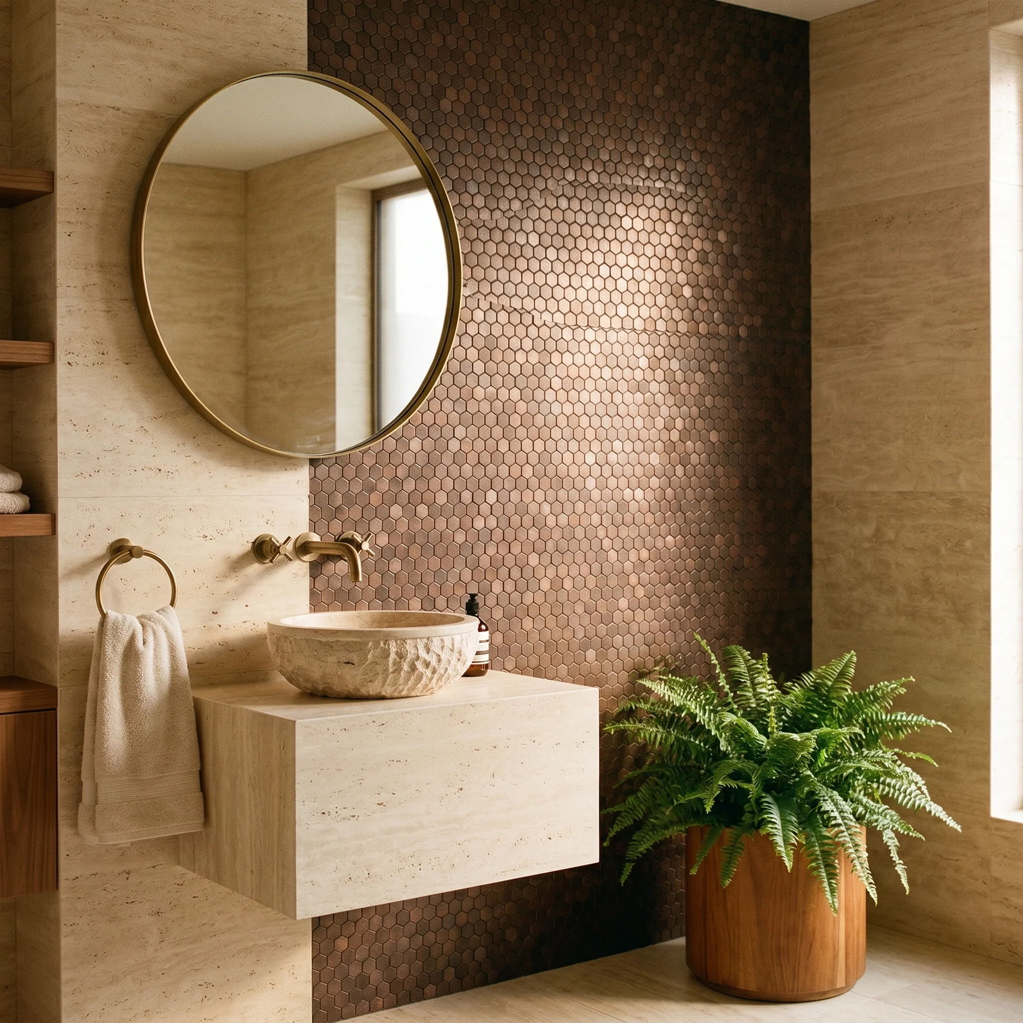 Peel and Stick Backsplash | Mini Hexagon 3D Dark Copper | 11.73×12.09" - Image 5