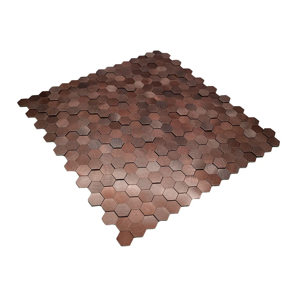 Peel and Stick Backsplash | Mini Hexagon 3D Dark Copper | 11.73×12.09" - Image 6