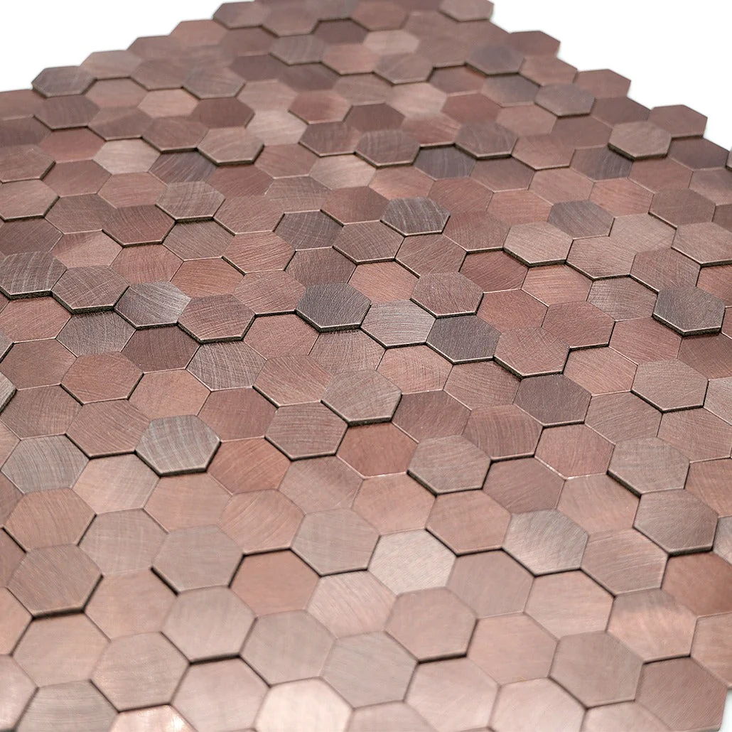 Peel and Stick Backsplash | Mini Hexagon 3D Dark Copper | 11.73×12.09" - Image 8
