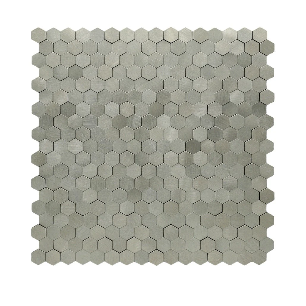 Peel and Stick Backsplash | Mini Hexagon 3D Silver | 11.73×12.09" - Image 2