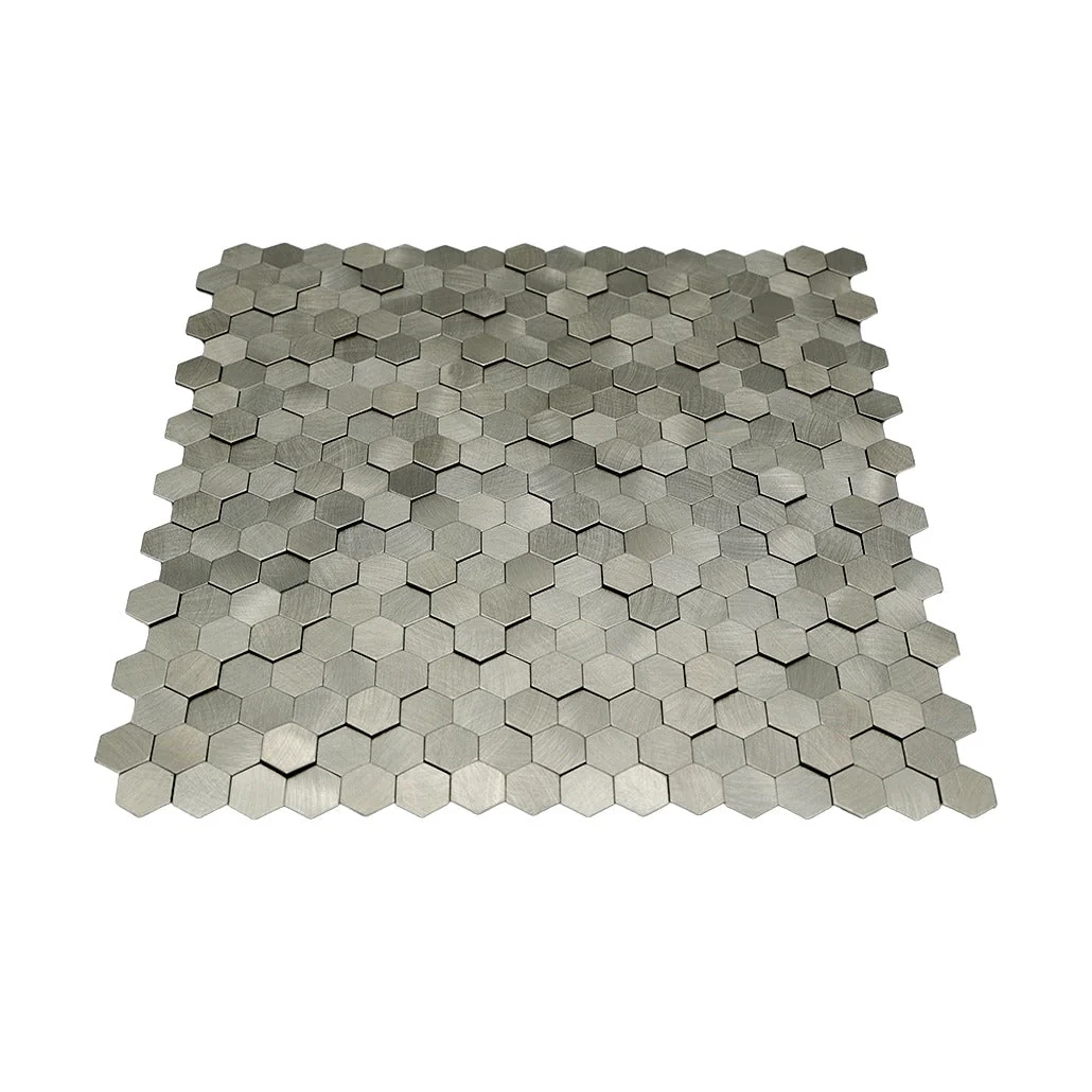 Peel and Stick Backsplash | Mini Hexagon 3D Silver | 11.73×12.09" - Image 4