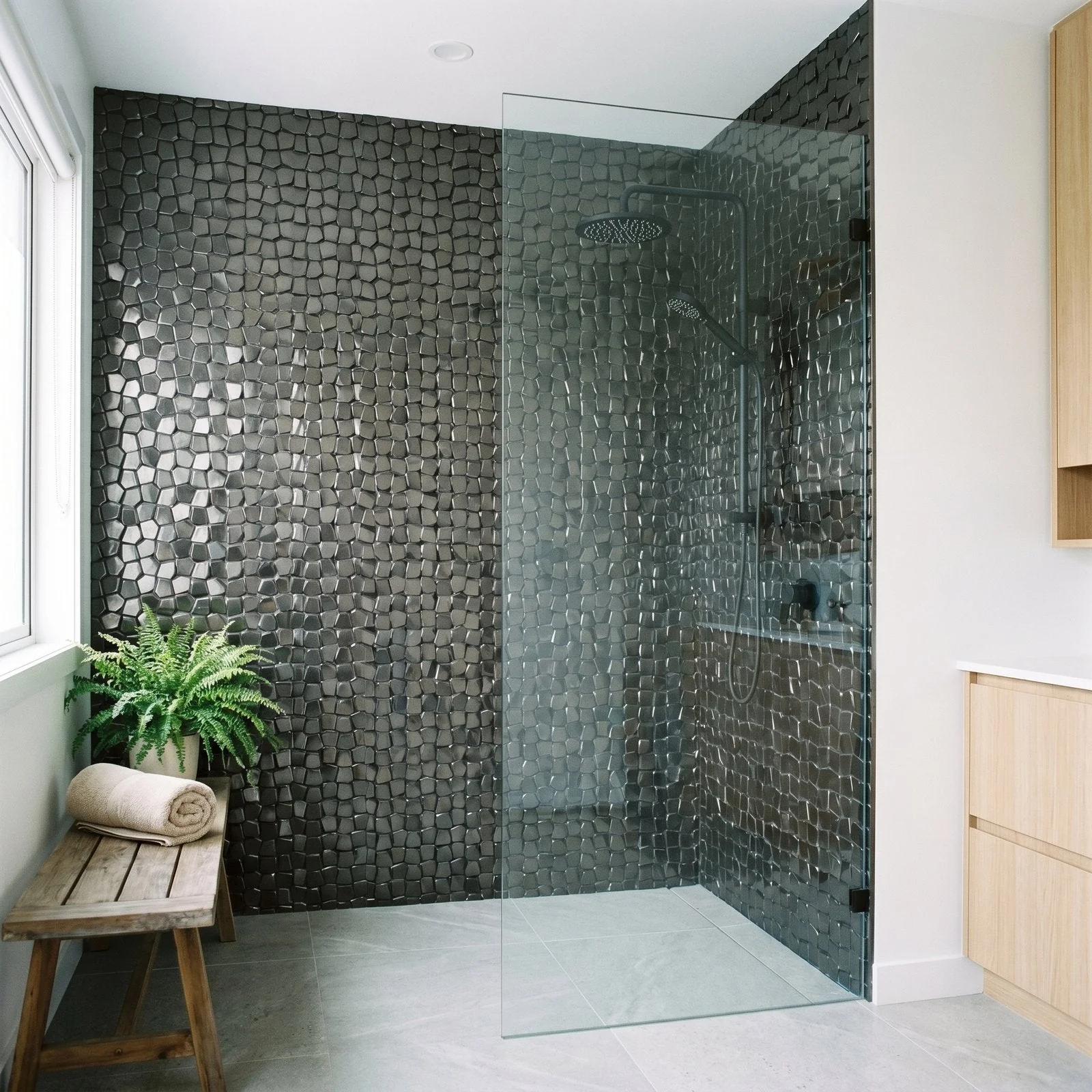 Peel and Stick Backsplash | Pentagon 3D Anthracite | 11.1×11.1" - Image 3