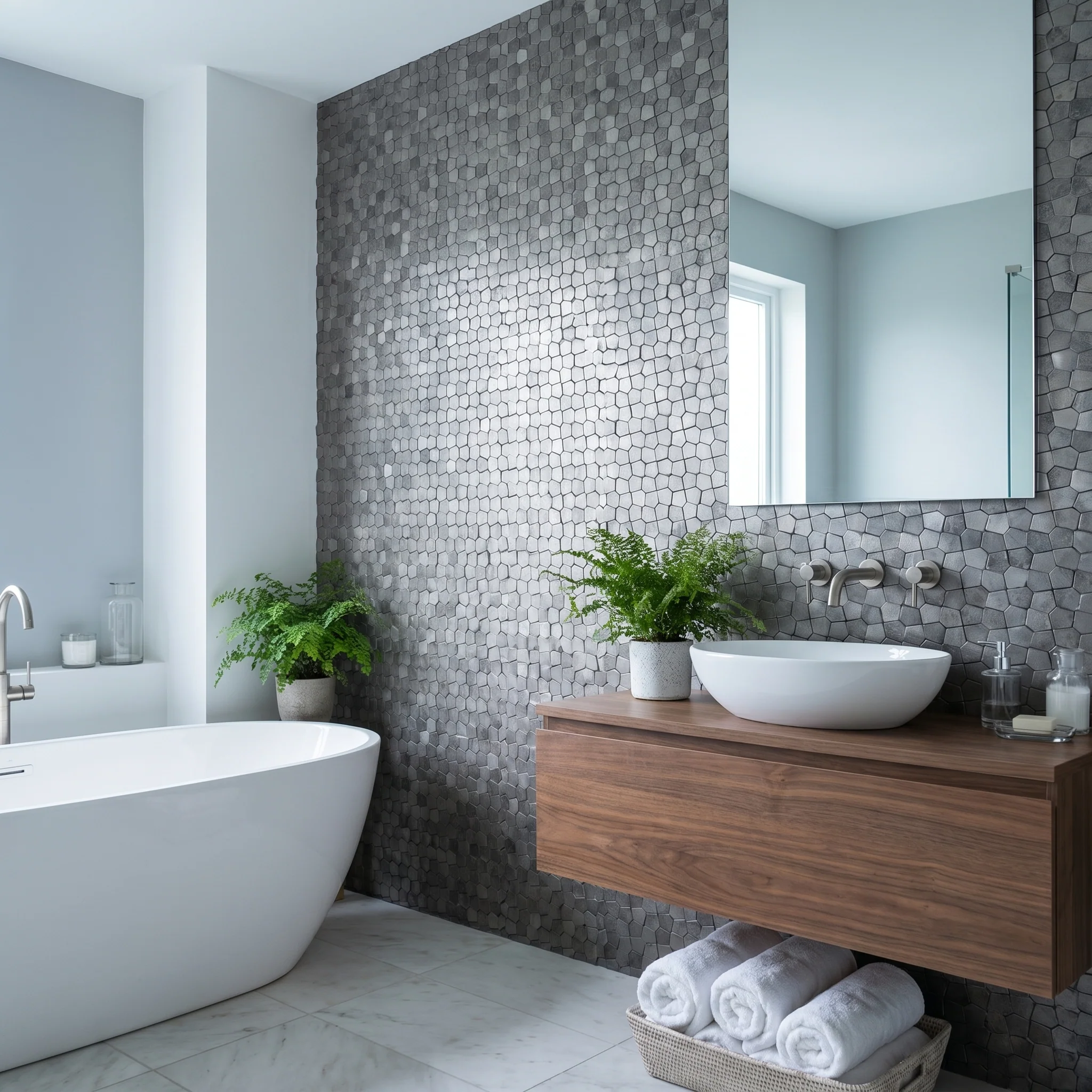 Peel and Stick Backsplash | Pentagon 3D Gray | 11.1×11.1" - Image 3