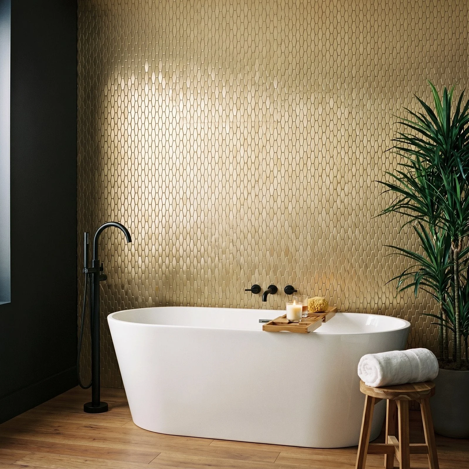 Peel and Stick Backsplash | Picket 3D Gold | 12.2×11.81" - Image 3
