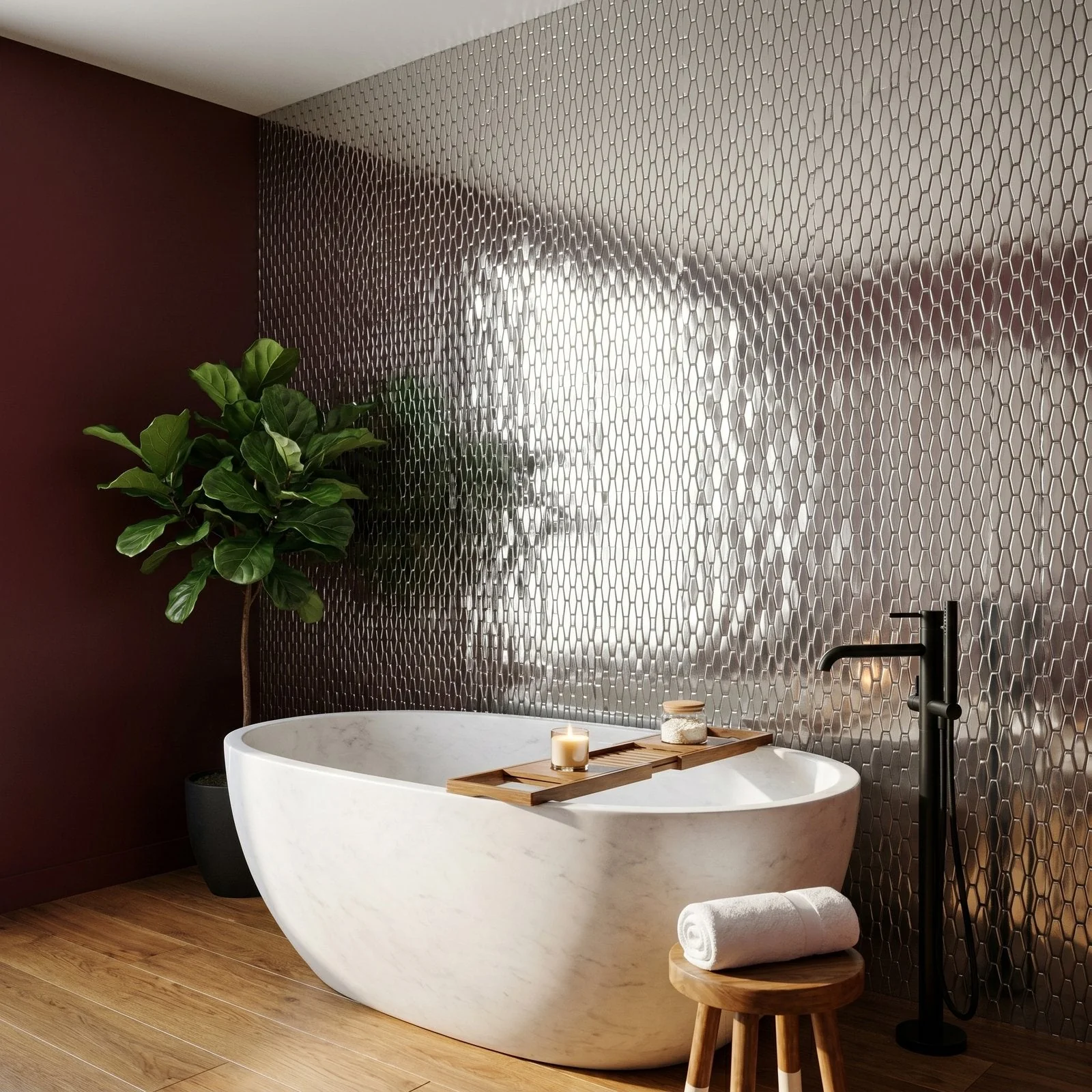 Peel and Stick Backsplash | Picket 3D Silver | 12.2×11.81" - Image 3