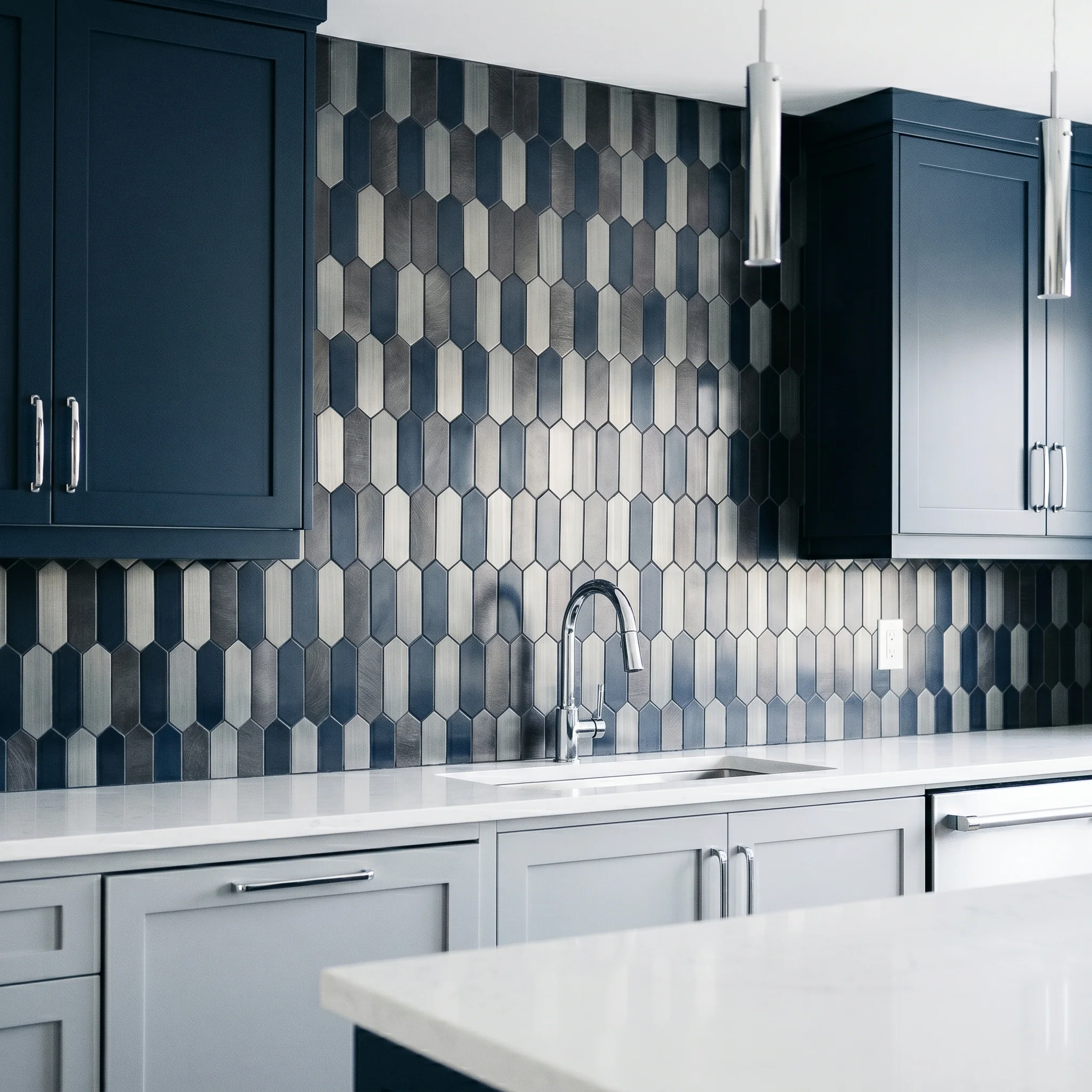 Peel and Stick Backsplash | Picket Blue | 11.1×10.75" - Image 3