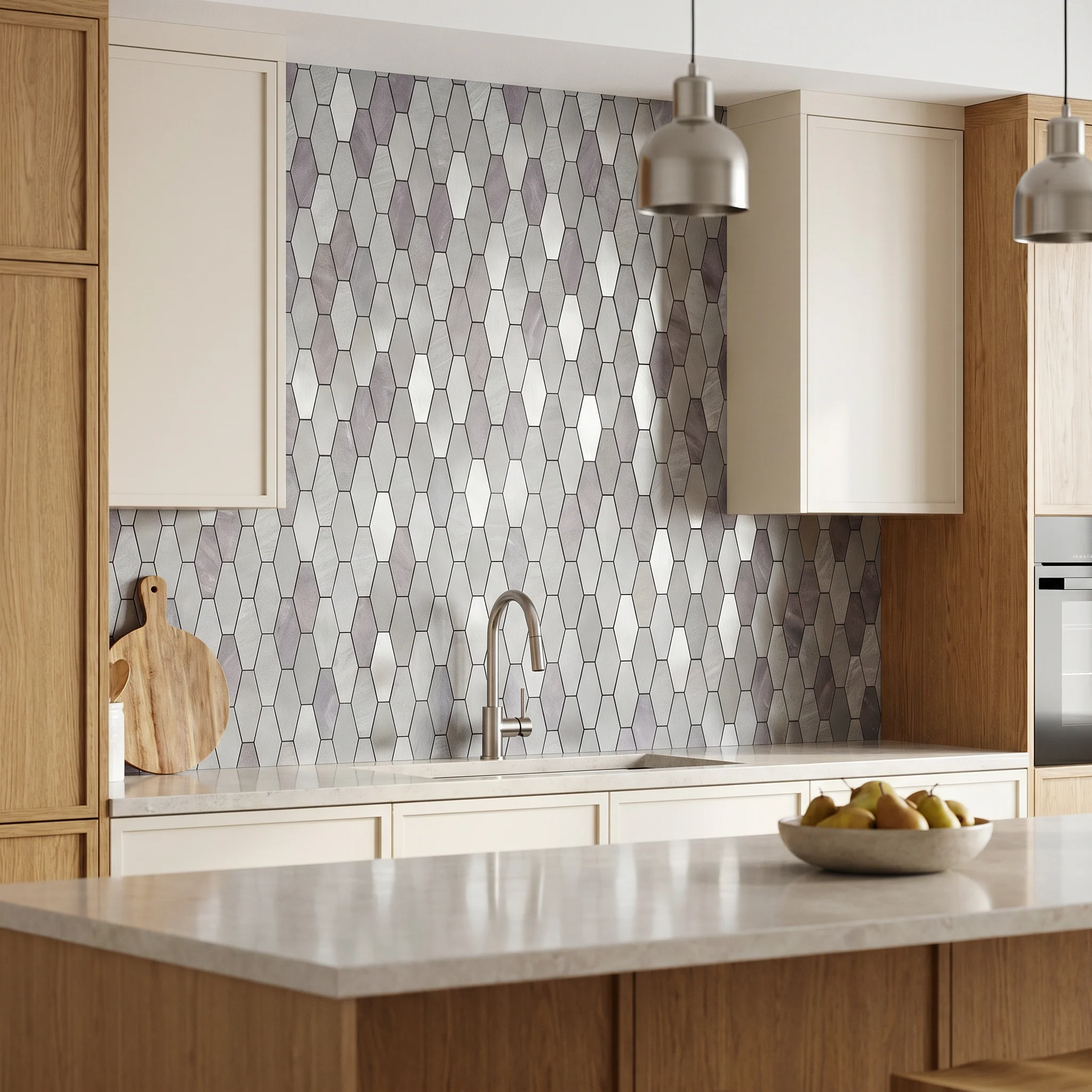 Peel and Stick Backsplash | Picket Gray | 11.81×11.81" - Image 3