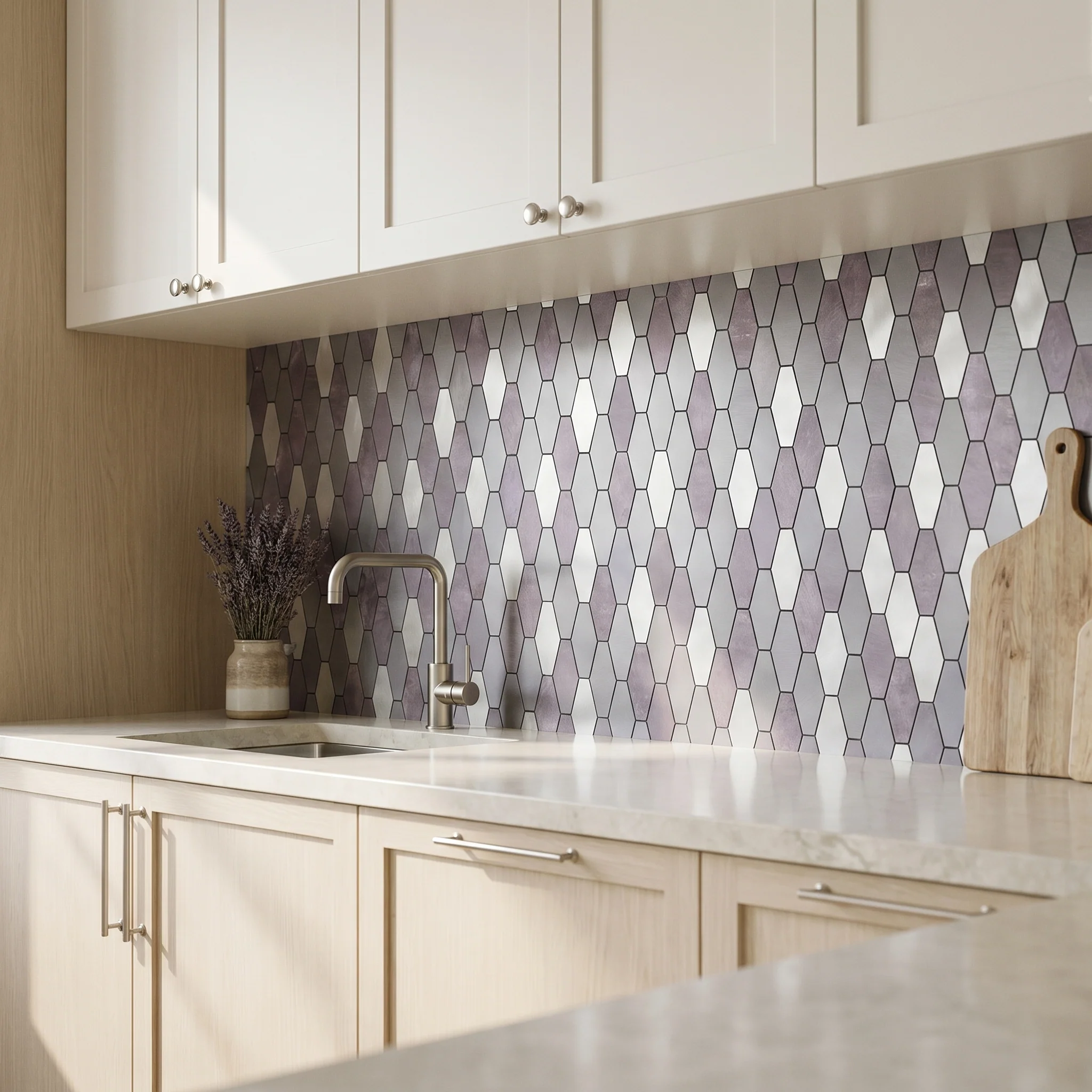Peel and Stick Backsplash | Picket Purple | 11.81×11.81" - Image 3