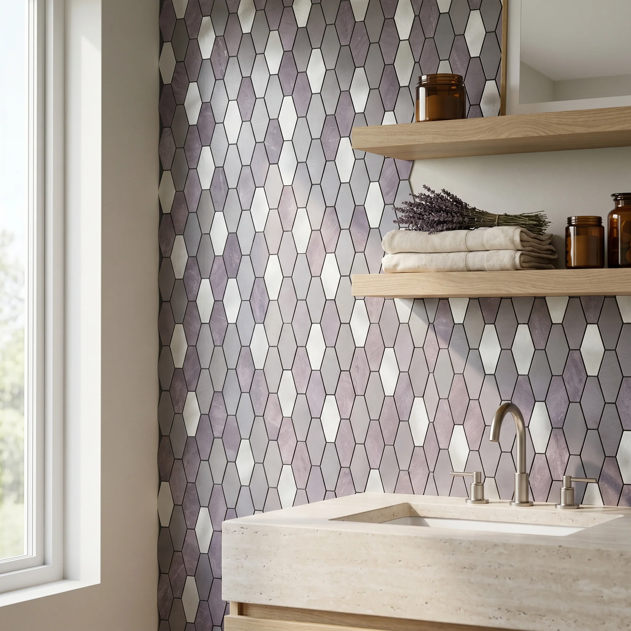 Peel and Stick Backsplash | Picket Purple | 11.81×11.81" - Image 5