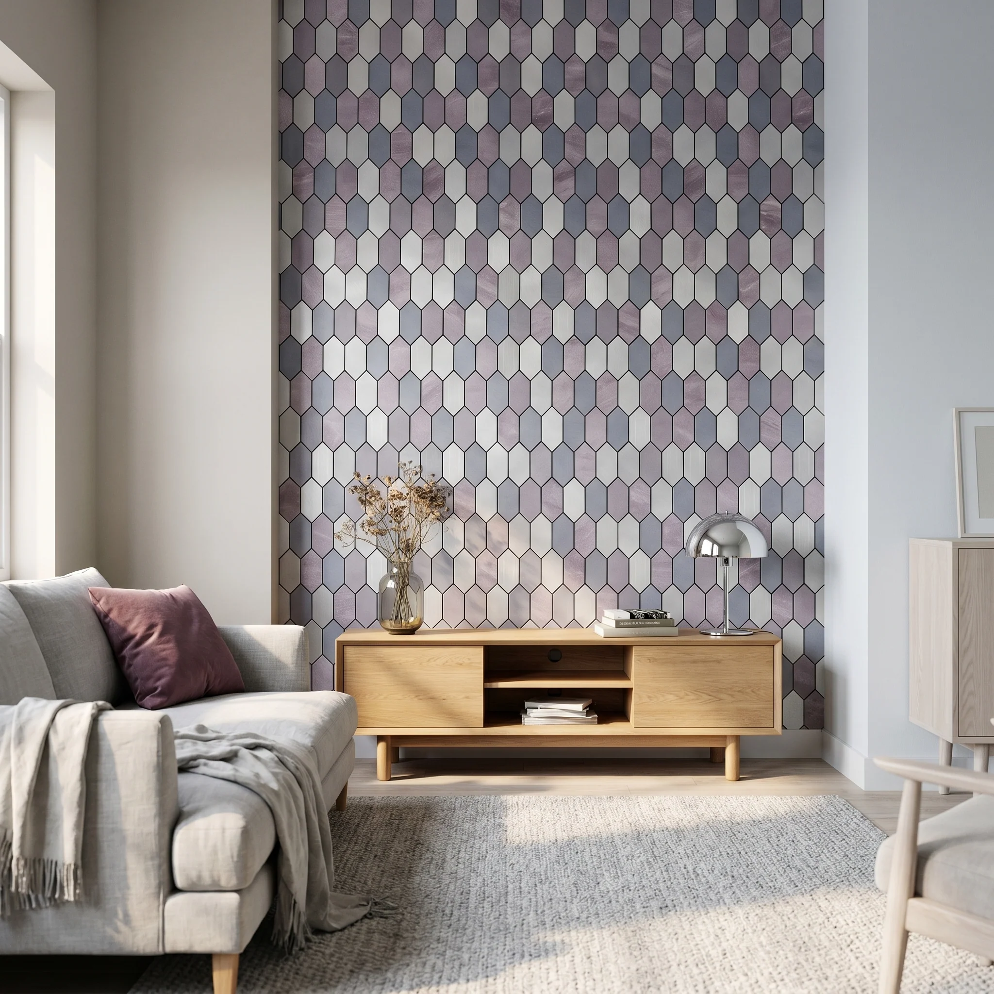 Peel and Stick Backsplash | Picket Mauve | 11.81×11.81" - Image 7