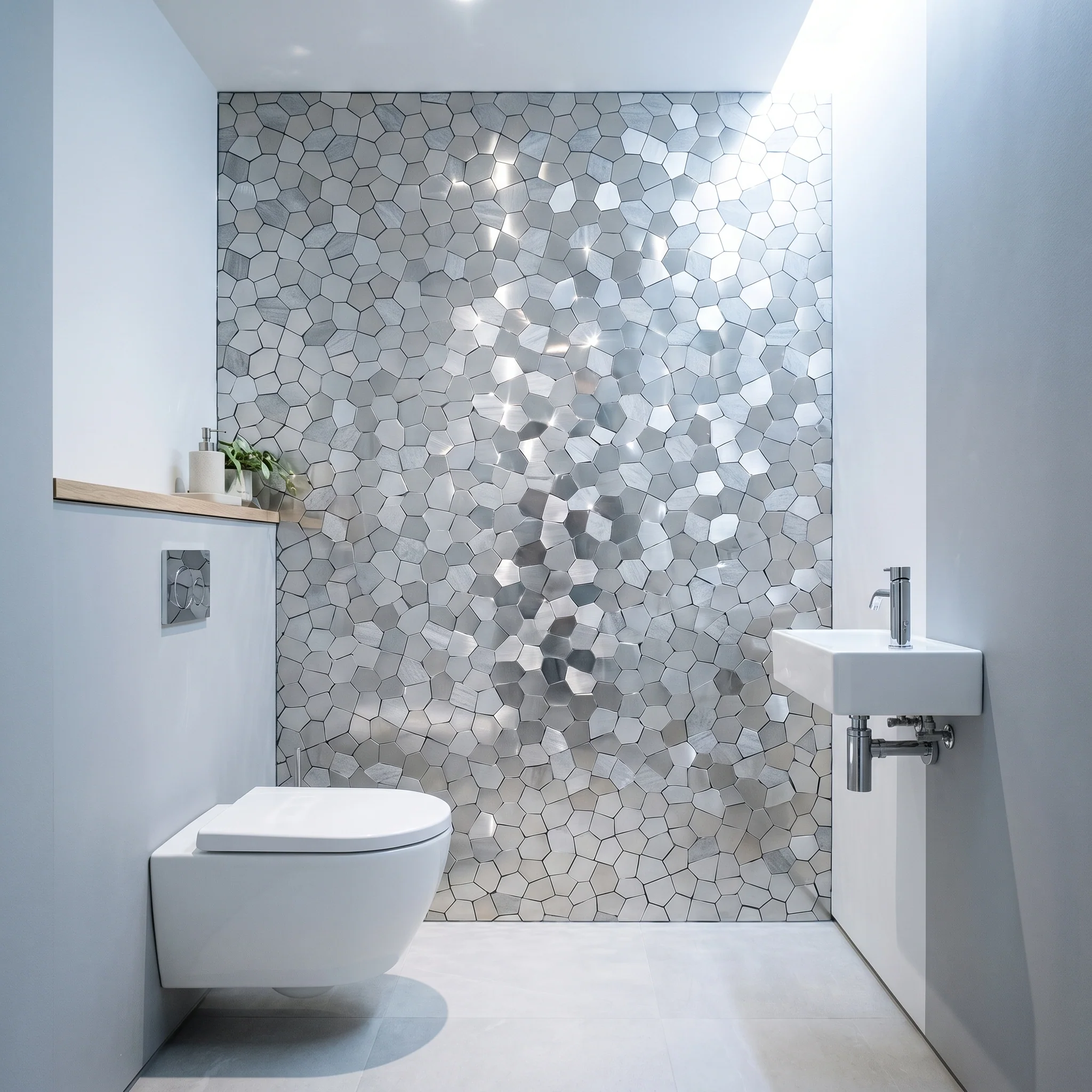 Peel and Stick Backsplash | Polygon Silver | 11.81×10.31" - Image 7