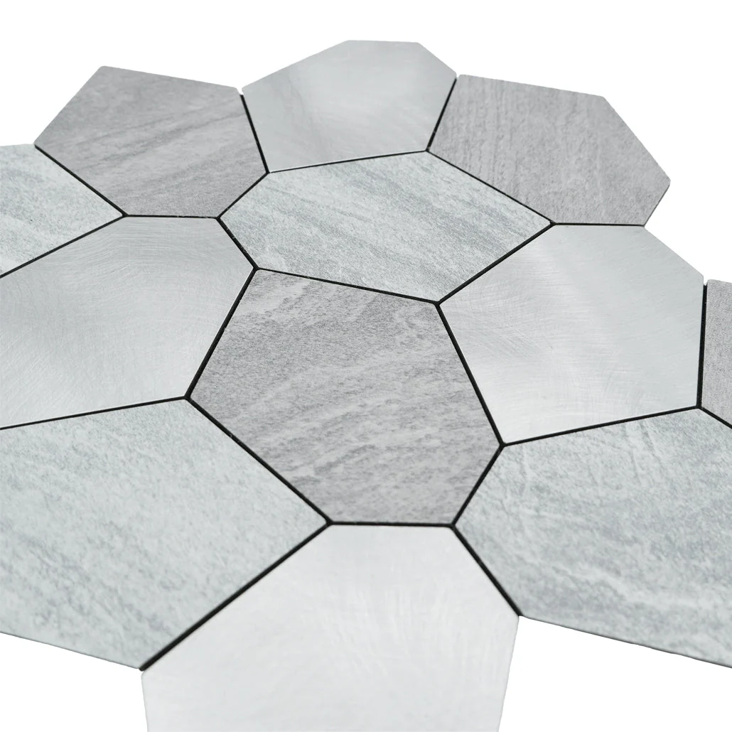 Peel and Stick Backsplash | Polygon Silver | 11.81×10.31" - Image 8