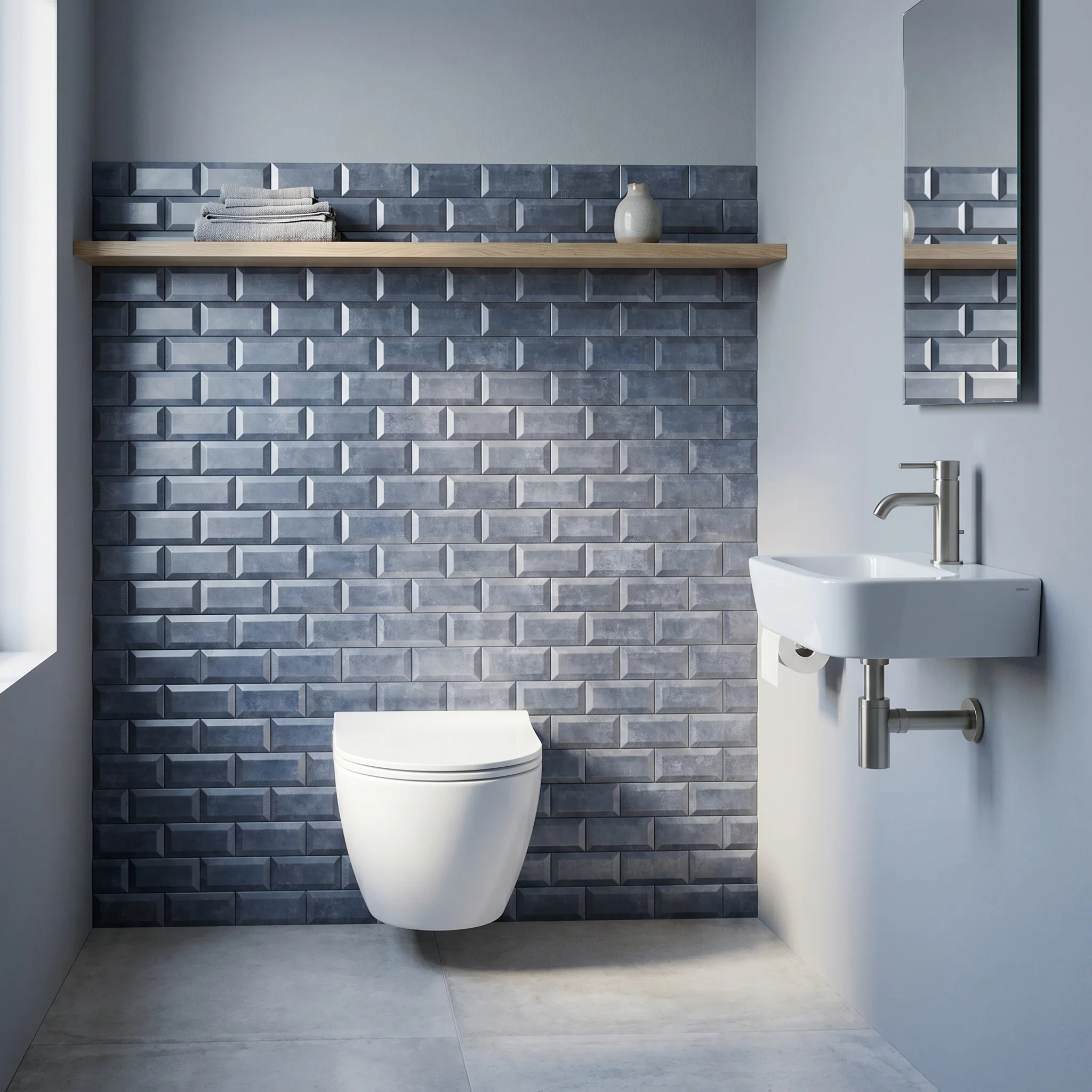 Peel and Stick Backsplash | Subway 3D Blue-Gray | 12.01×12.01" - Image 5