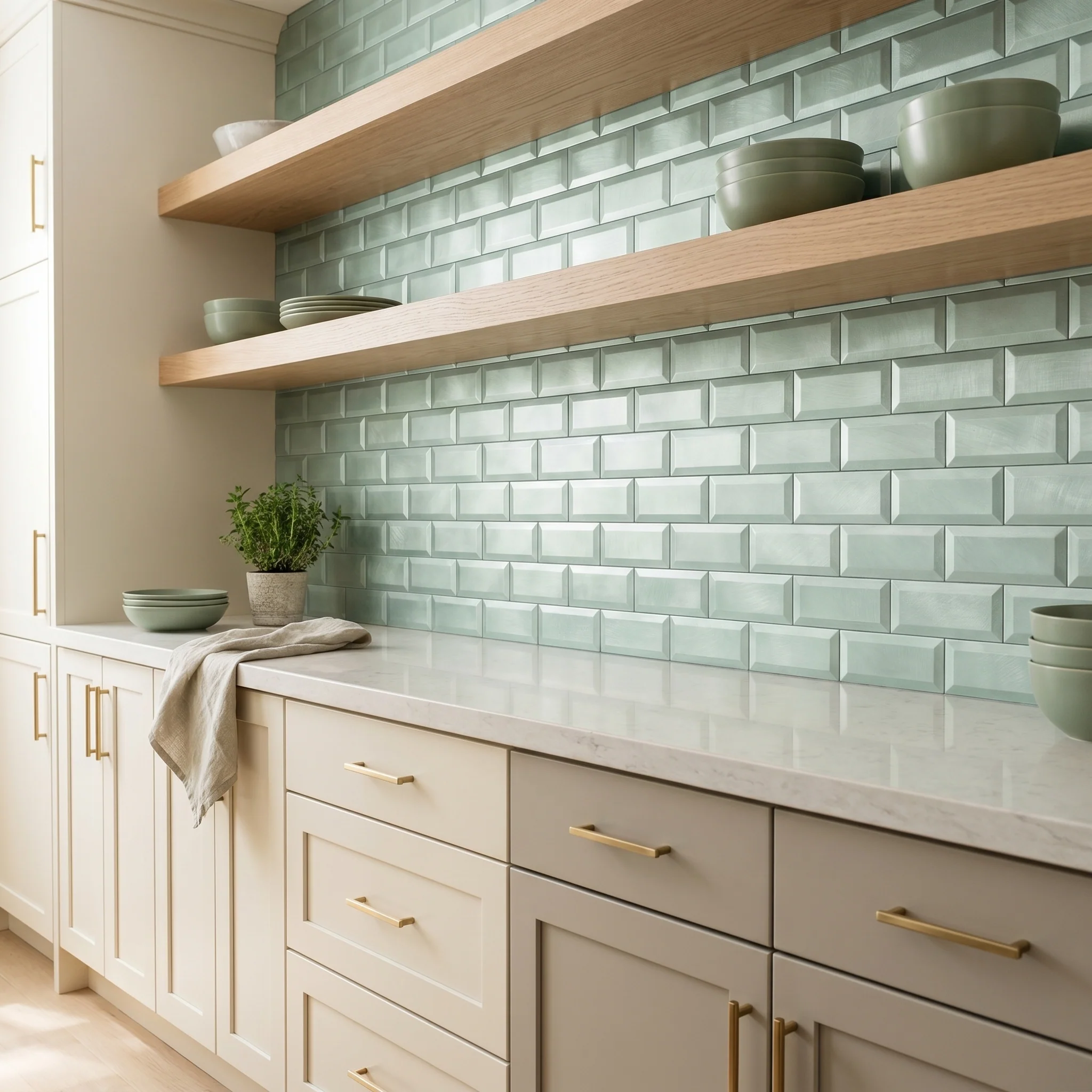 Peel and Stick Backsplash | Subway 3D Pastel Green | 12.01×12.01" - Image 3