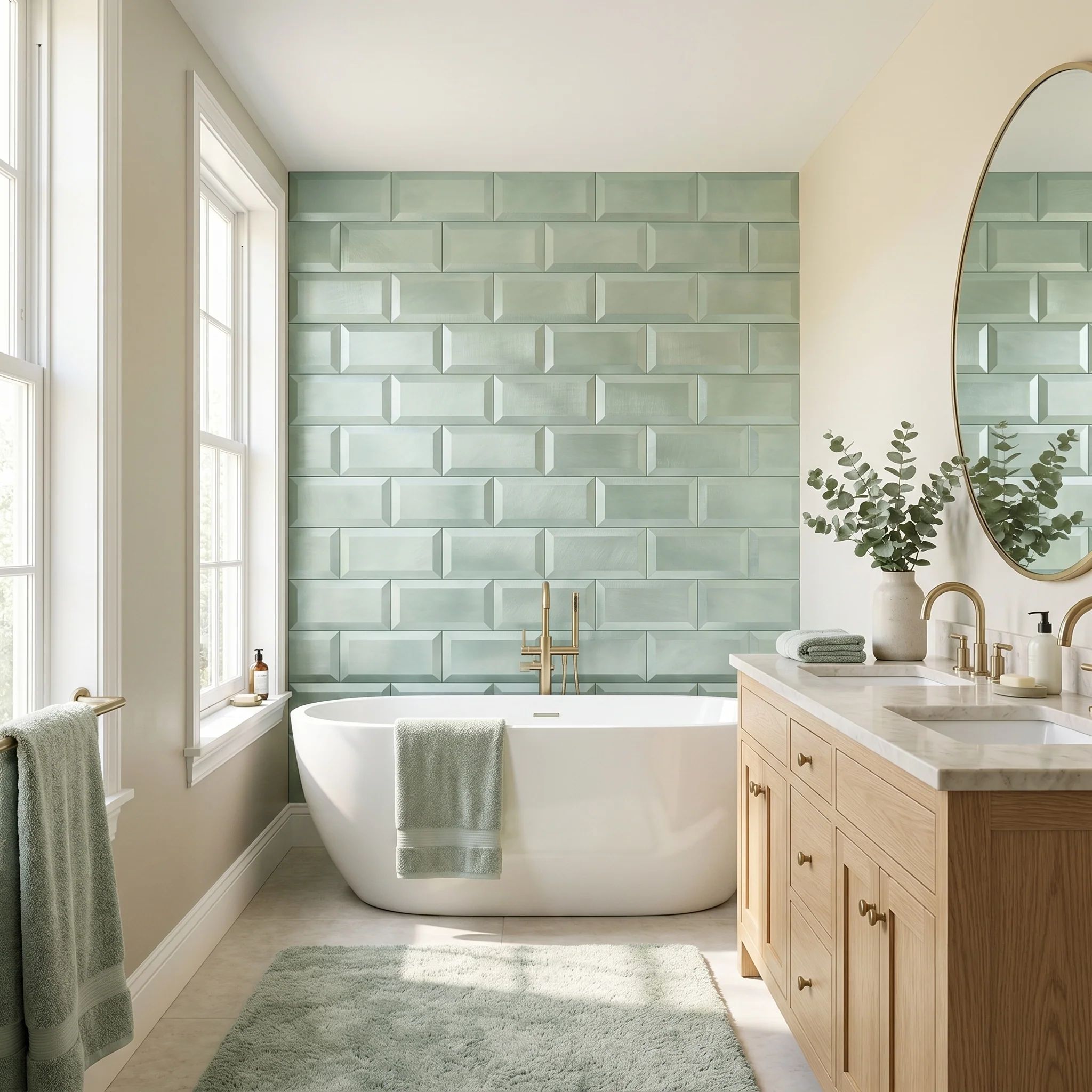 Peel and Stick Backsplash | Subway 3D Pastel Green | 12.01×12.01" - Image 5