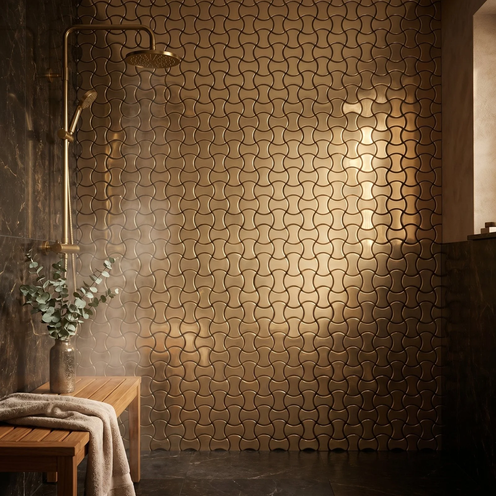 Peel and Stick Backsplash | Trefoil 3D Champagne | 12.01×11.65" - Image 3