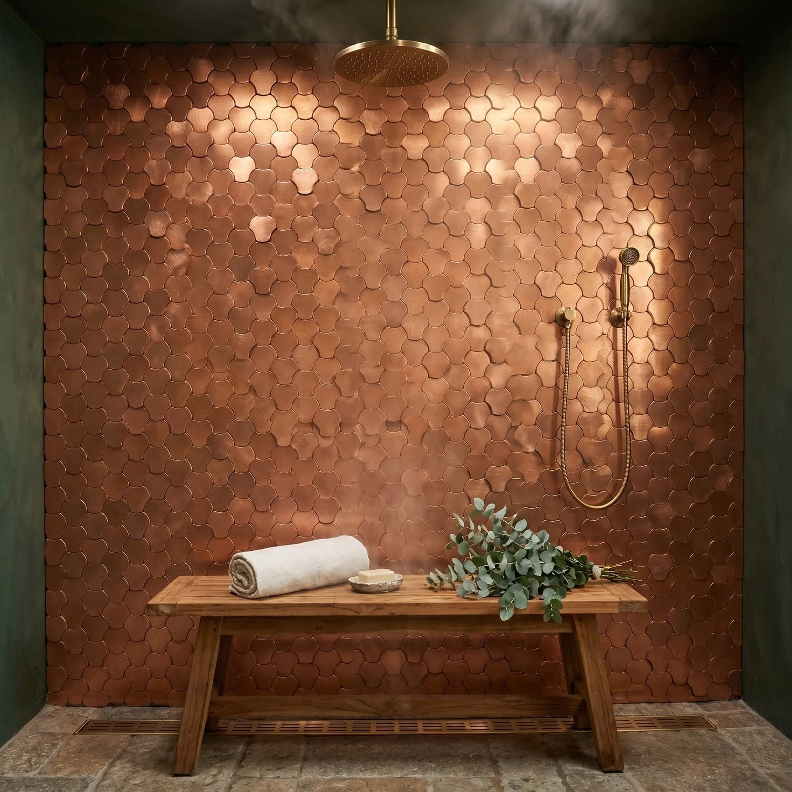 Peel and Stick Backsplash | Trefoil 3D Copper | 12.01×11.65" - Image 3