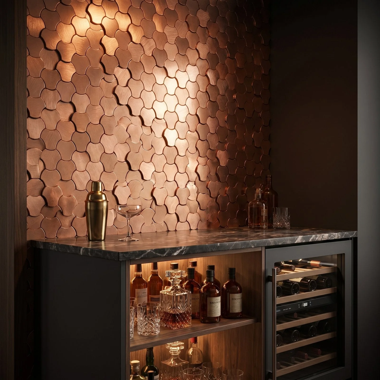 Peel and Stick Backsplash | Trefoil 3D Copper | 12.01×11.65" - Image 7