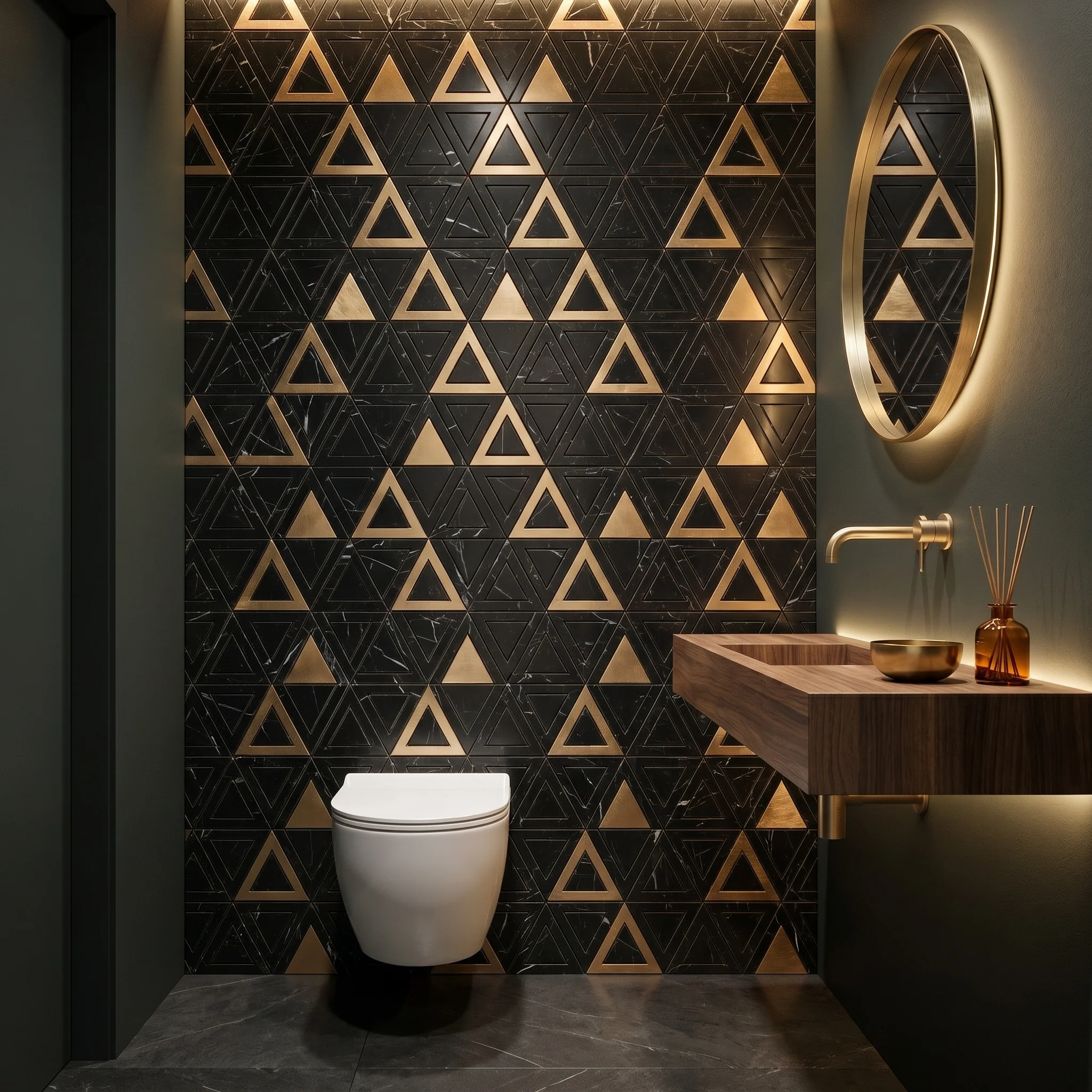 Peel and Stick Backsplash | Triangle Black Gold | 11.3×13.03" - Image 5