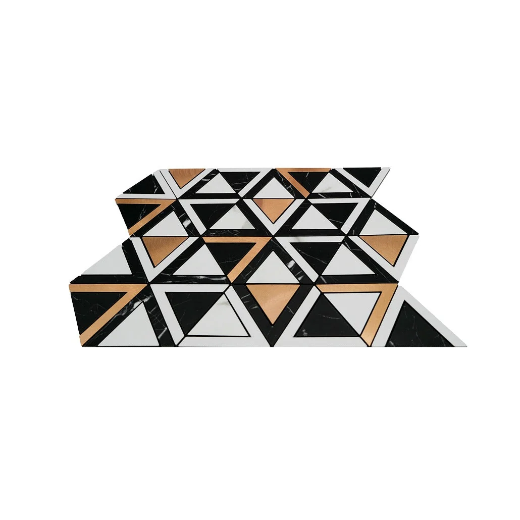 Peel and Stick Backsplash | Triangle Black White-Gold | 11.3×13.03" - Image 4