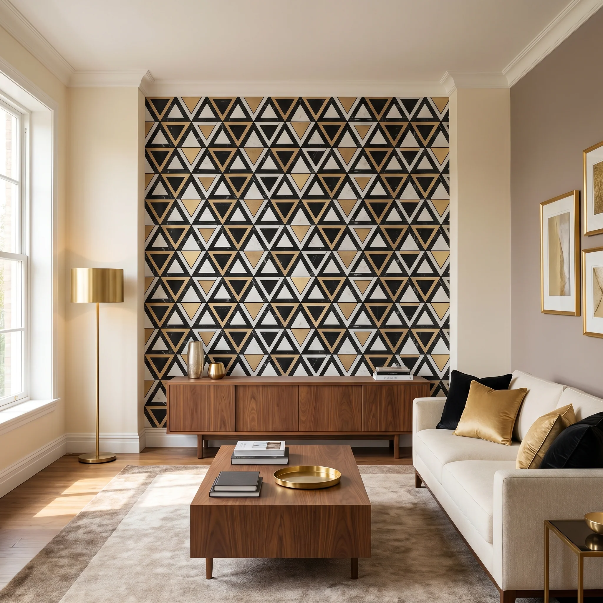 Peel and Stick Backsplash | Triangle Black White-Gold | 11.3×13.03" - Image 7