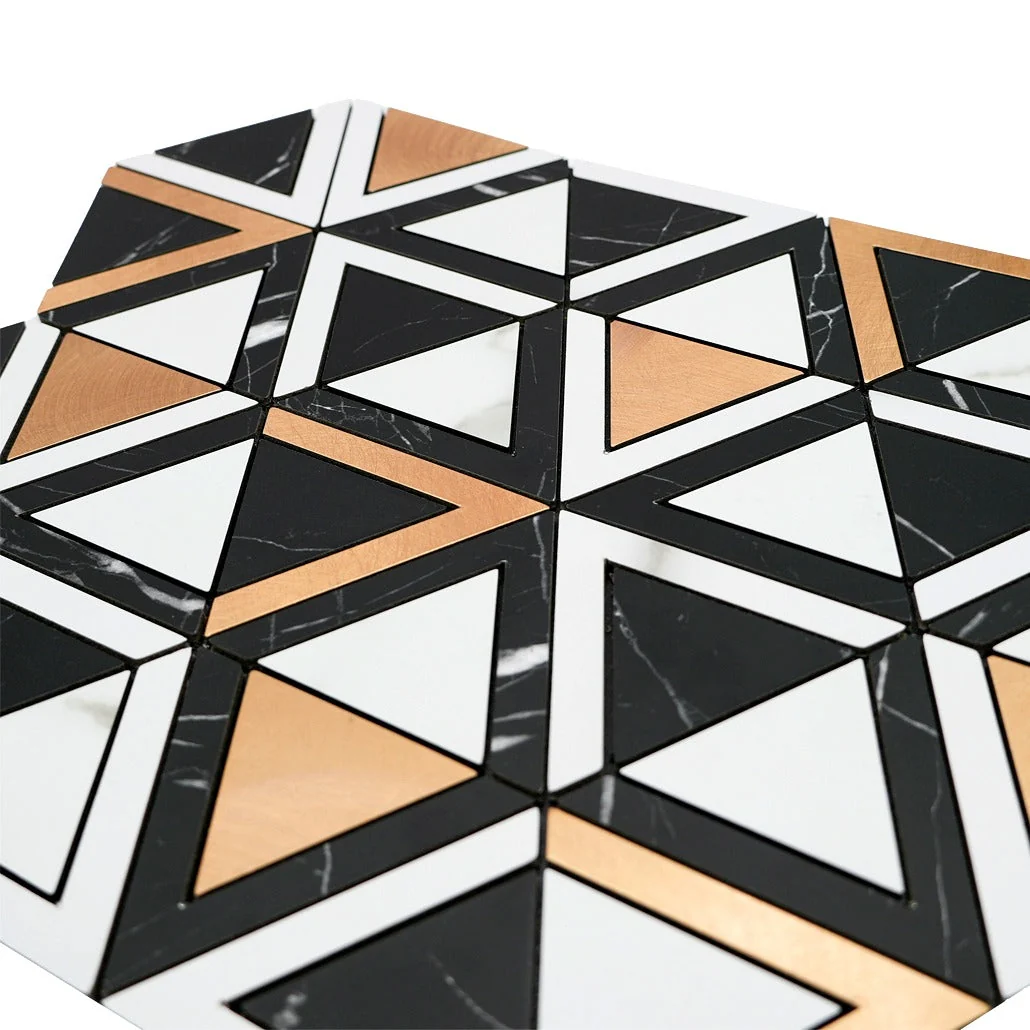 Peel and Stick Backsplash | Triangle Black White-Gold | 11.3×13.03" - Image 8