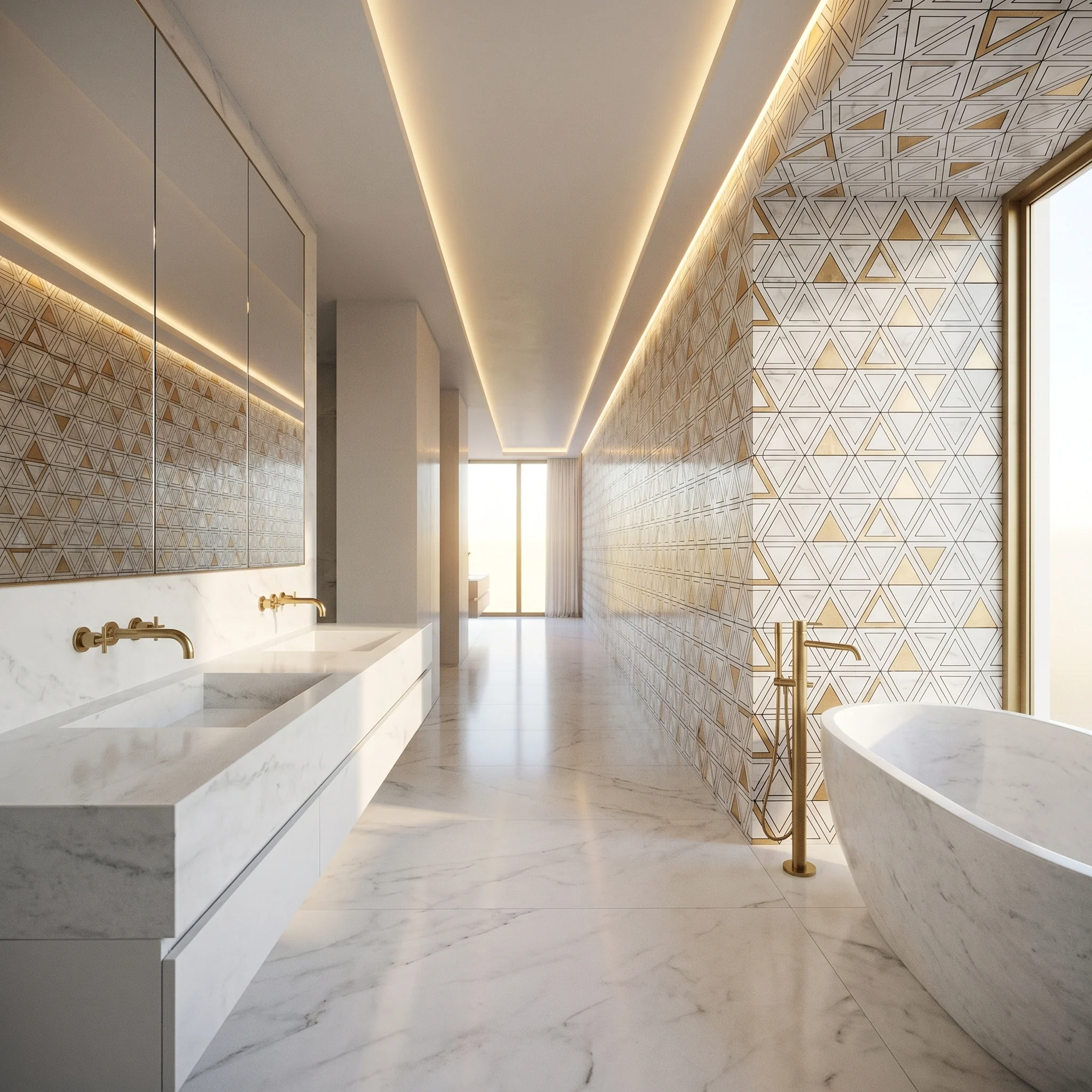 Peel and Stick Backsplash | Triangle Gold | 11.3×13.03" - Image 3
