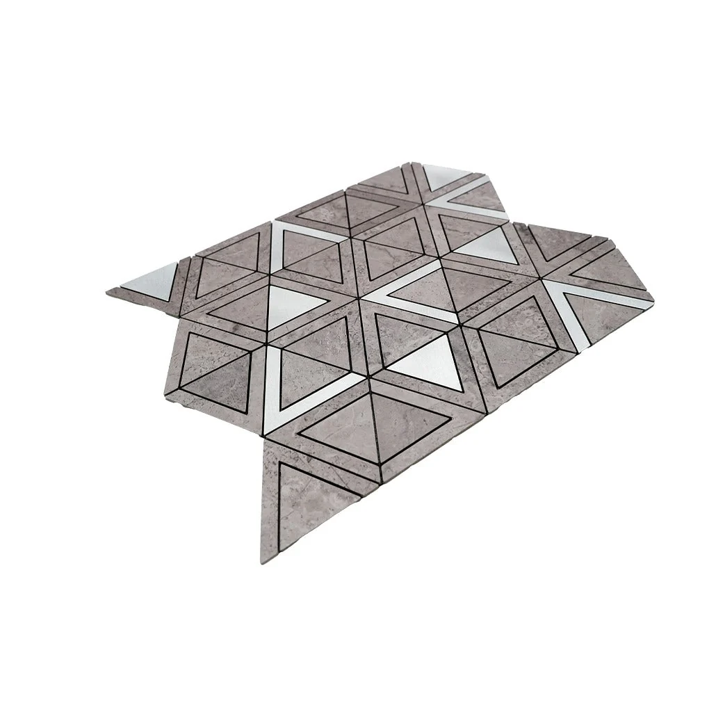Peel and Stick Backsplash | Triangle Gray Silver | 11.3×13.03" - Image 6