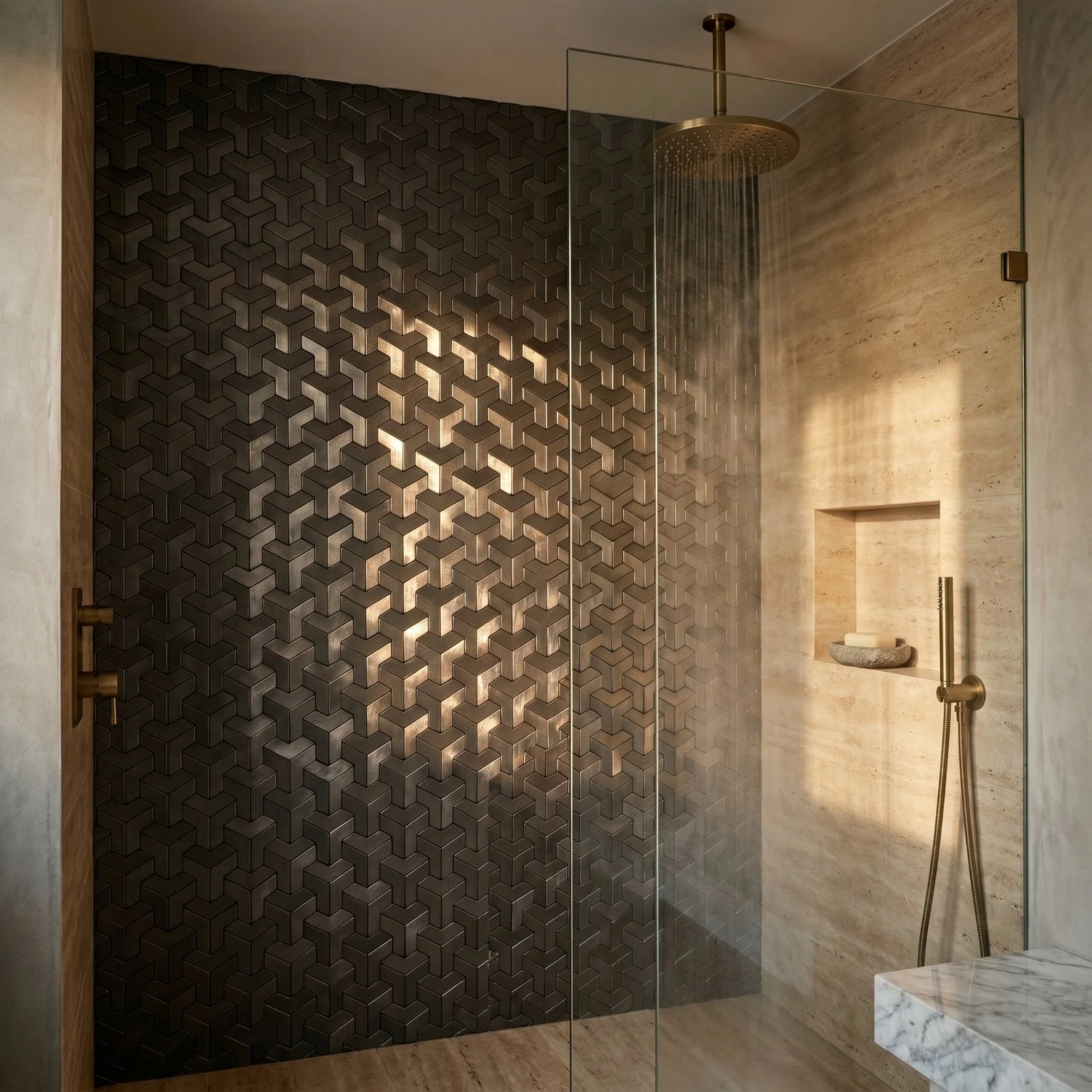 Peel and Stick Backsplash | Trifold 3D Anthracite | 11.02×11.93" - Image 3